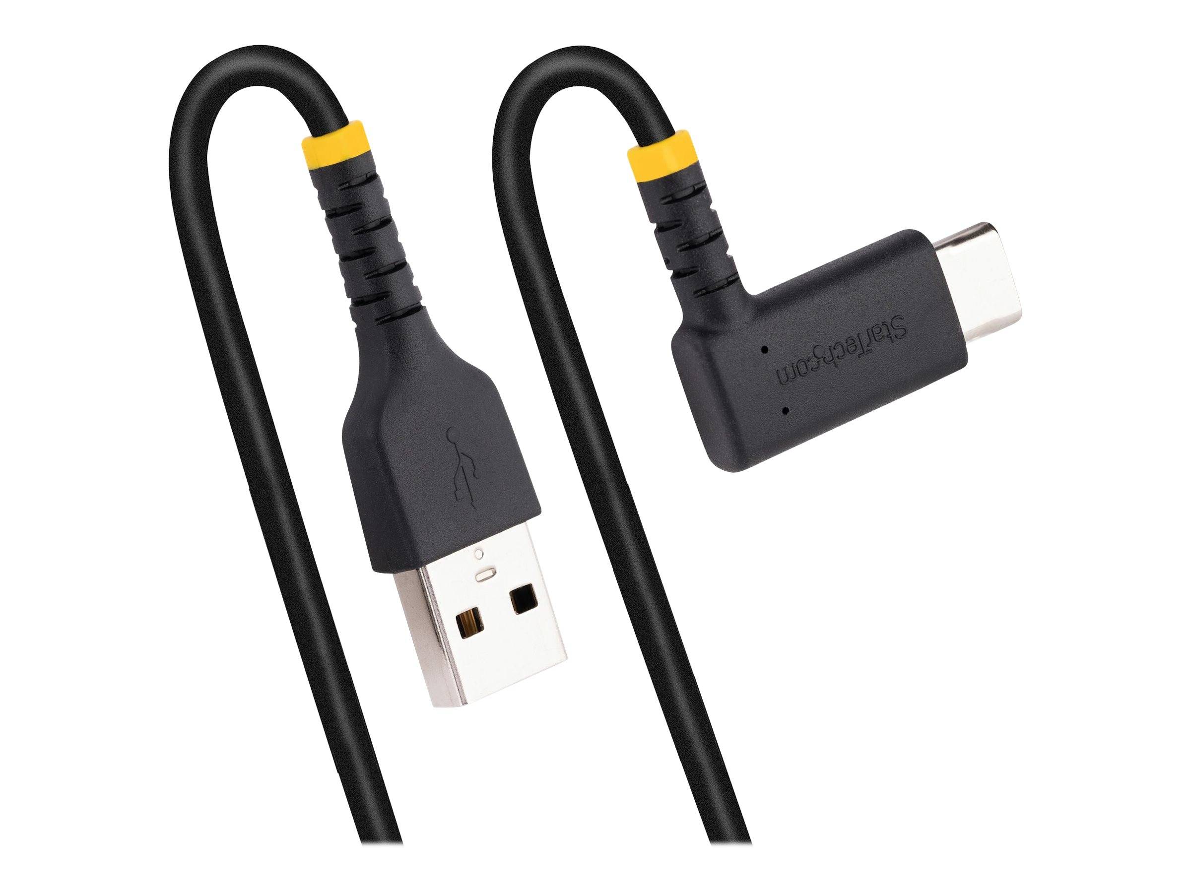 StarTech.com 1ft (30cm) USB A to C Charging Cable Right Angle, Heavy Duty Fast Charge USB-C Cable, USB 2.0 A to Type-C,-3