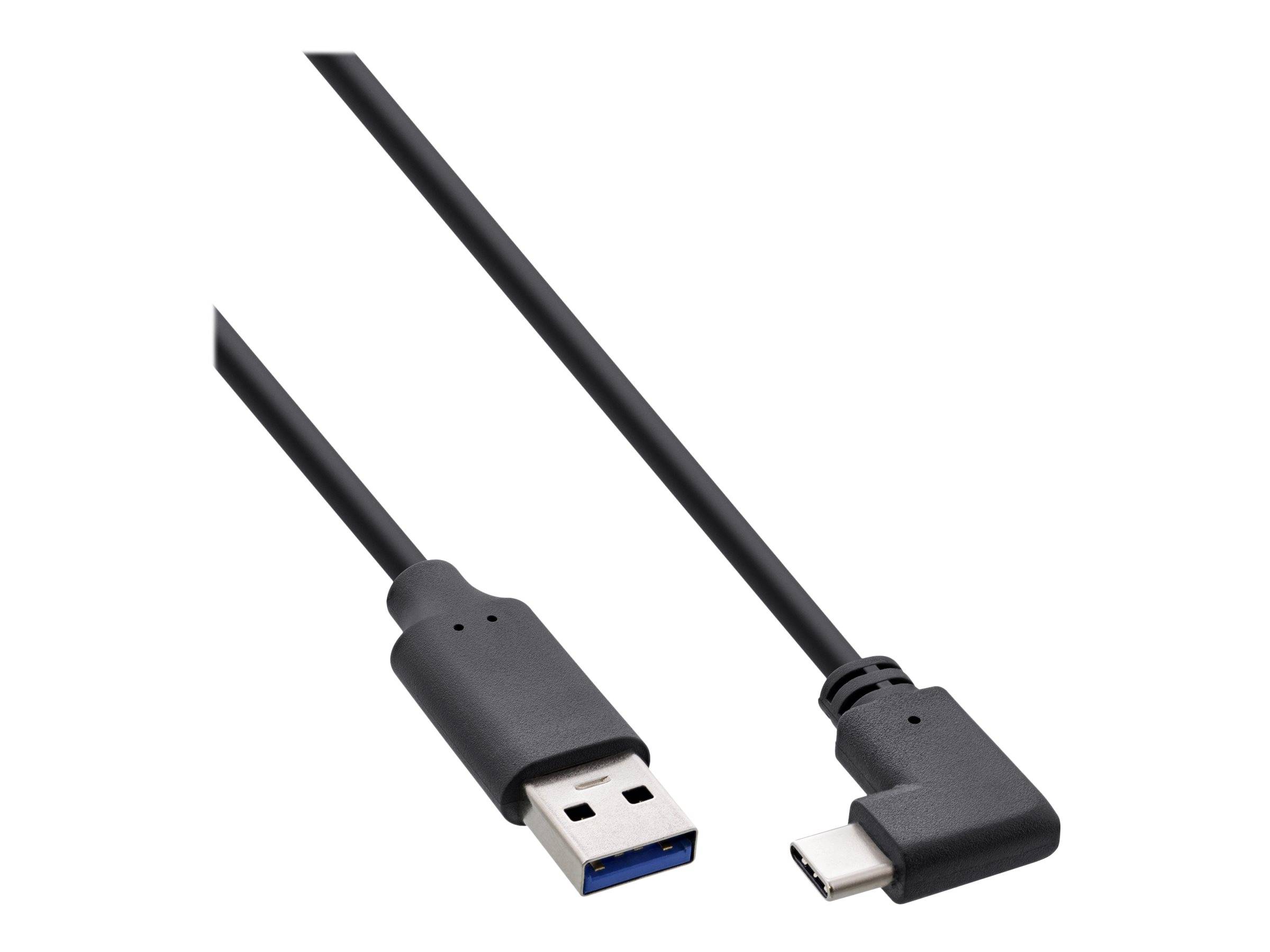 InLine® USB 3.2 Kabel, USB-C Stecker gewinkelt an A Stecker, schwarz, 0,3m-2