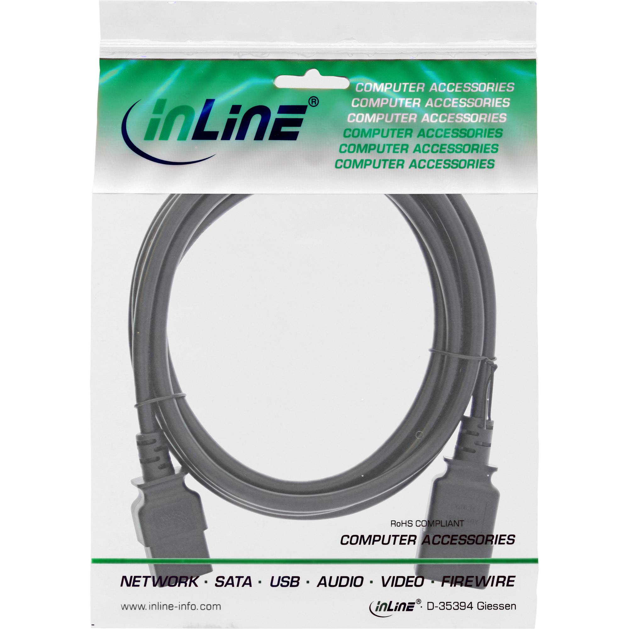 InLine® Kaltgeräteverlängerung 16A, C19 auf C20, 1,5m-1