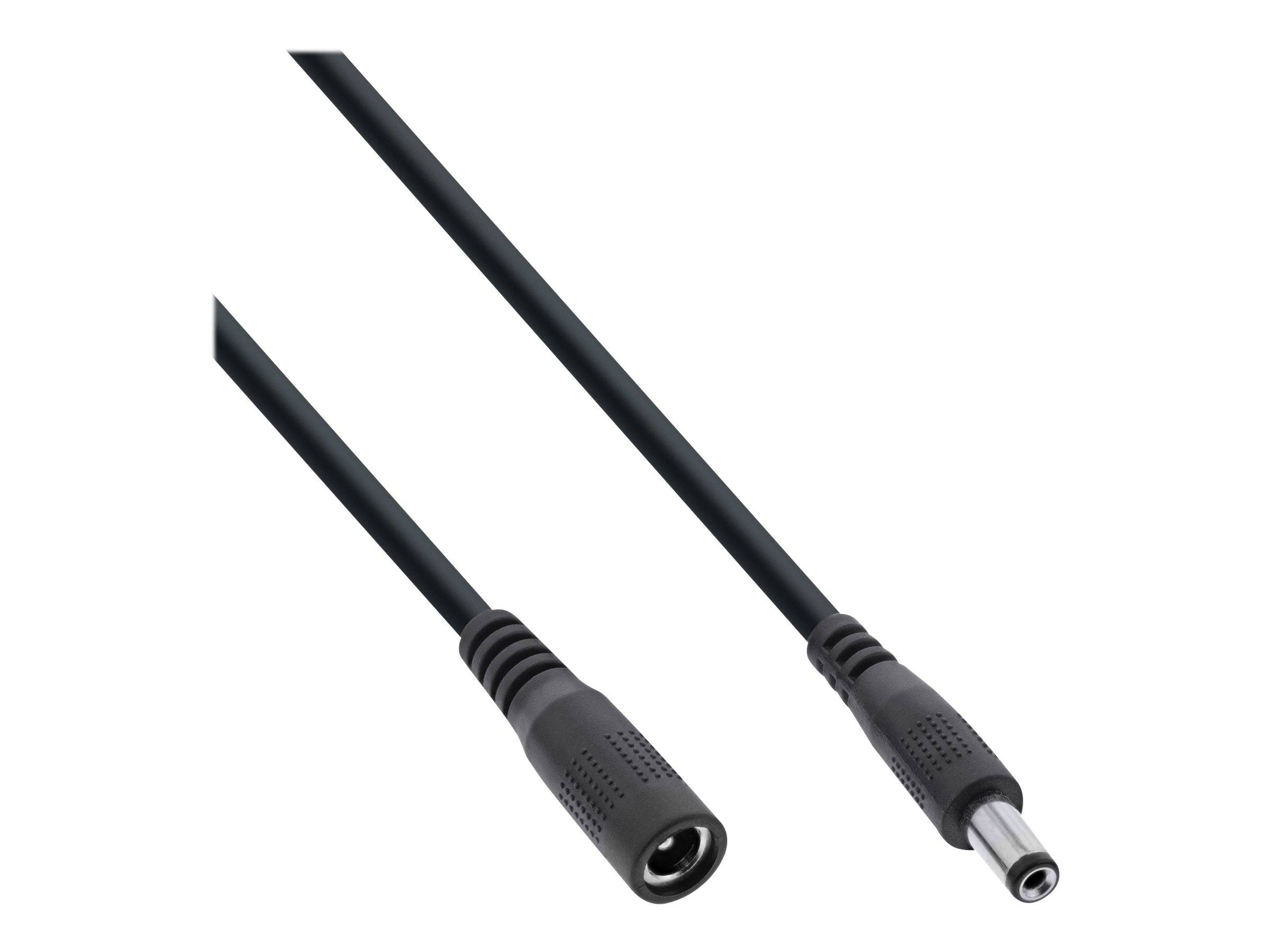 InLine® DC Verlängerungskabel, DC Stecker/Buchse 5,5x2,1mm, AWG 18, schwarz, 1m-2