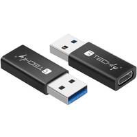 Techly IADAP USB3-AFT, USB A, USB C, Schwarz-0