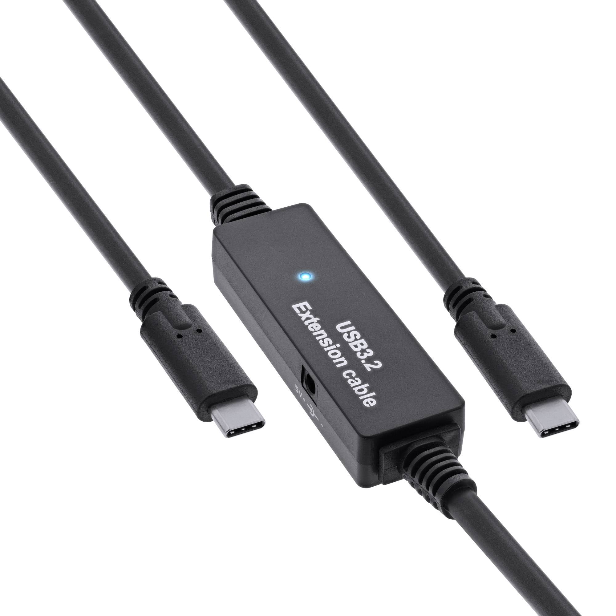 InLine® USB 3.2 Gen.1 Aktiv-Kabel, USB-C Stecker an USB-C Stecker, schwarz, 10m-0