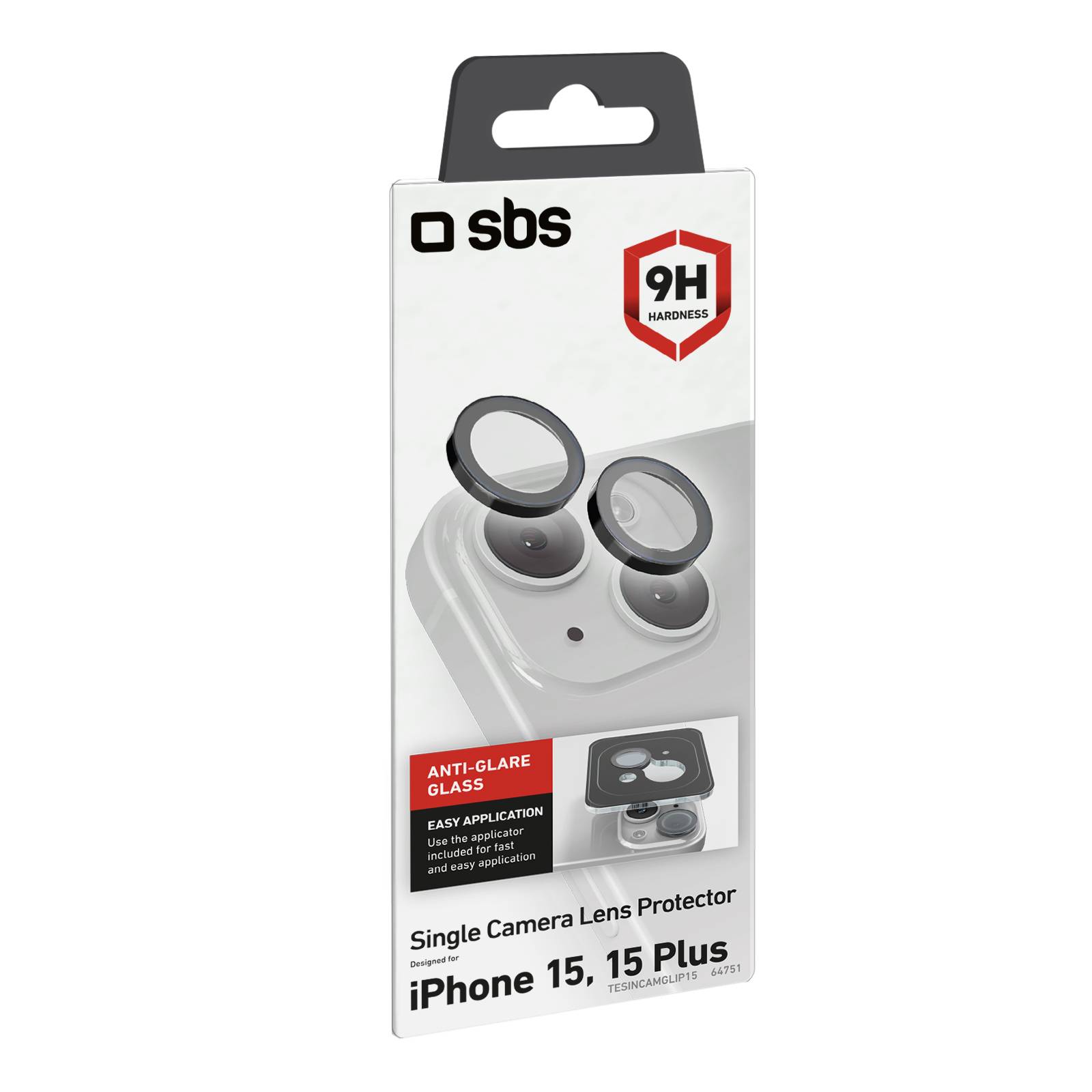 SBS TESINCAMGLIP15, Linsenschutz, Schwarz, Glas, Silikon, Apple, iPhone 15/15 Plus, 15 g-1