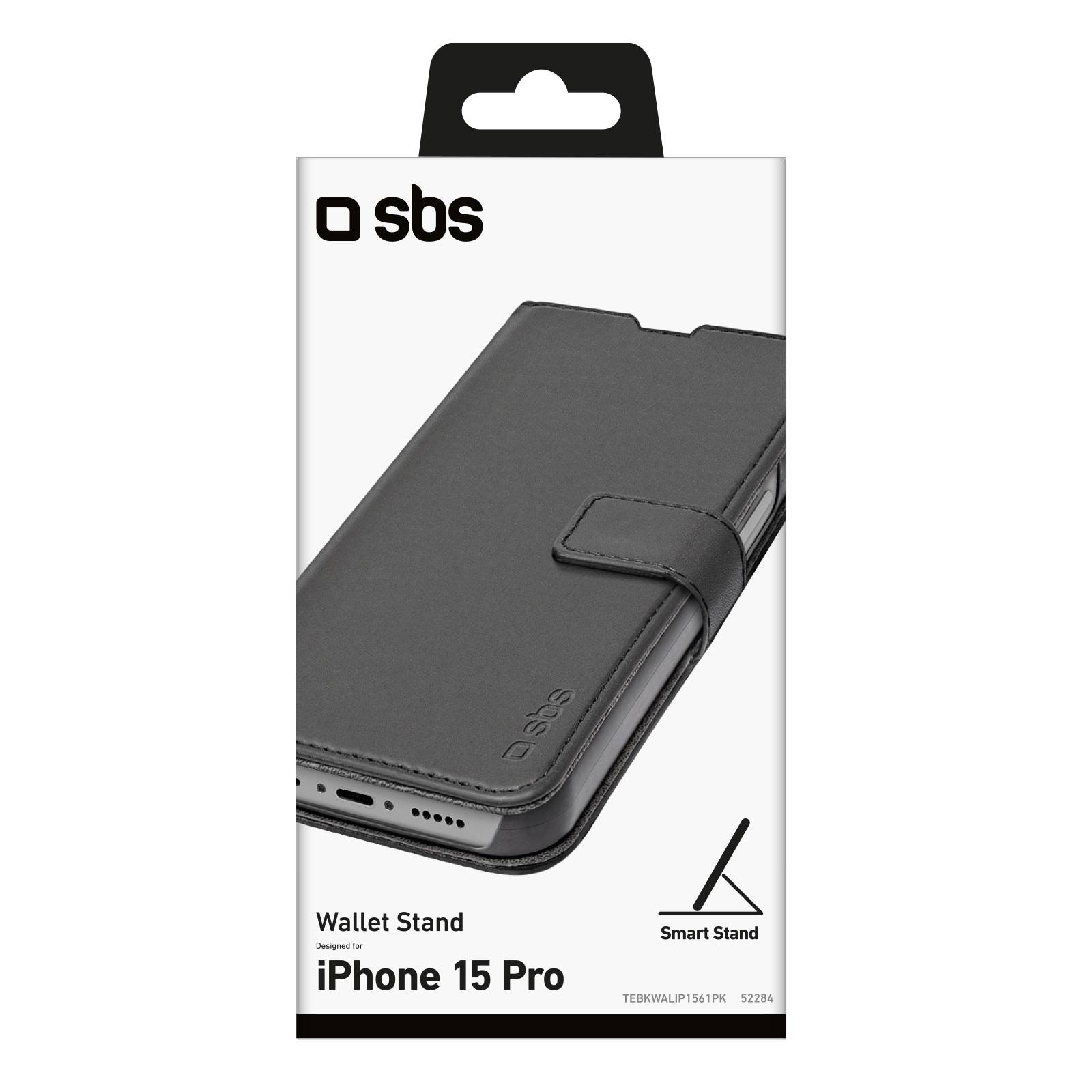SBS Wallet Stand iPhone 15 Pro schwarz - 6,1" - Schwarz-1