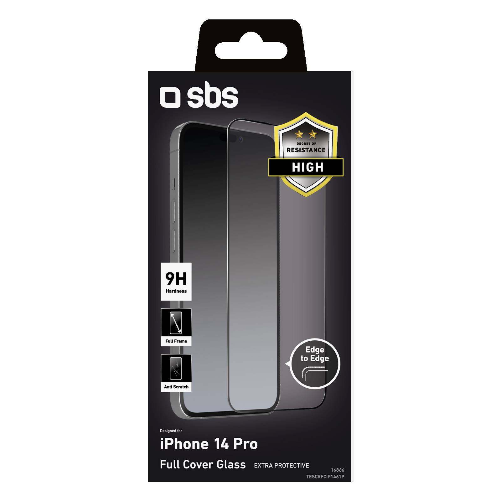 SBS TESCRFCIP1461P, Apple, iPhone 14 Pro, Tropfsicher, Staubresistent, Kratzresistent, Schwarz, Transparent, 1 Stück(e)-1