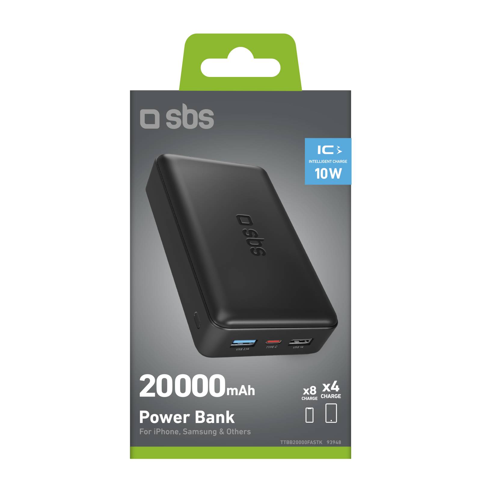 SBS TTBB20000FASTK - 20000 mAh - Lithium Polymer (LiPo) - Schwarz - Fast charge-1
