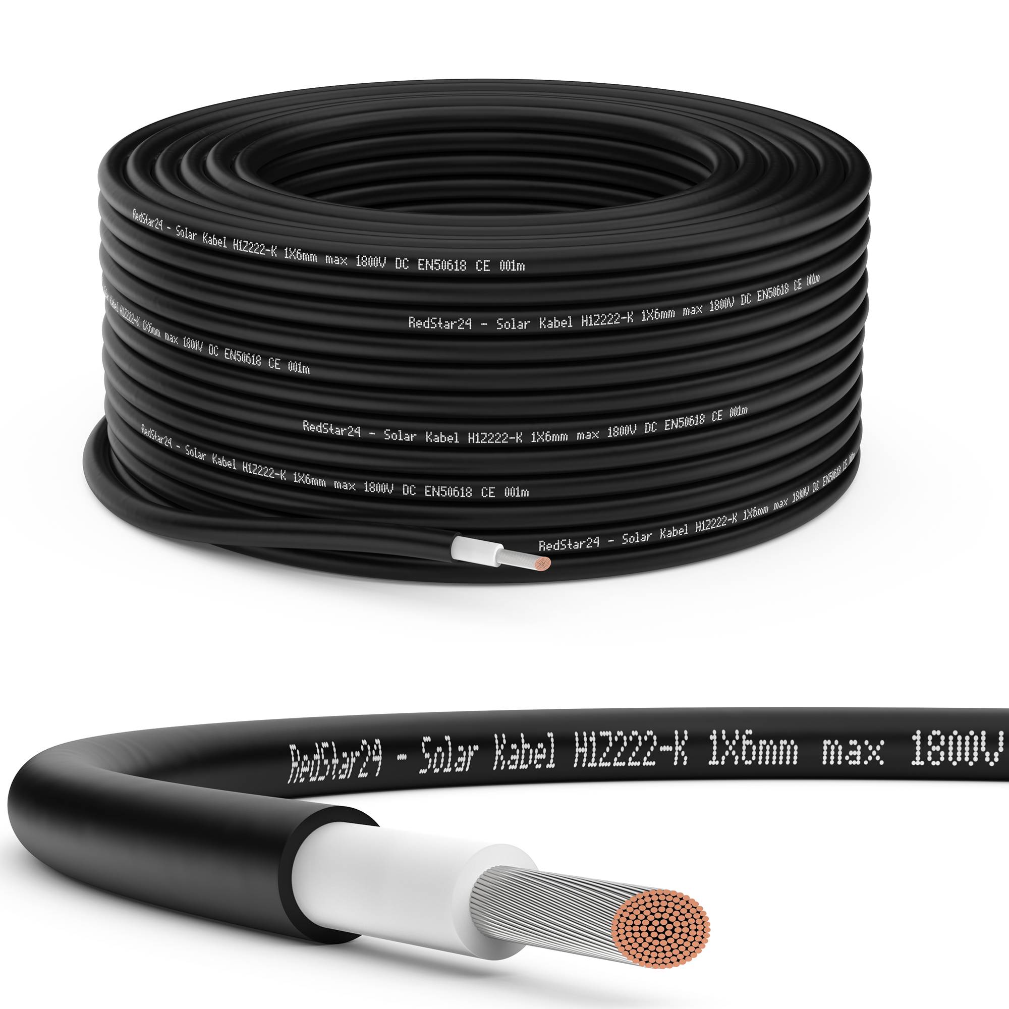 Solarkabel 6mm² TÜV Geprüft Solarleitung PV Kabel für Photovoltaik Anlagen Kupfer Schwarz 100m-0