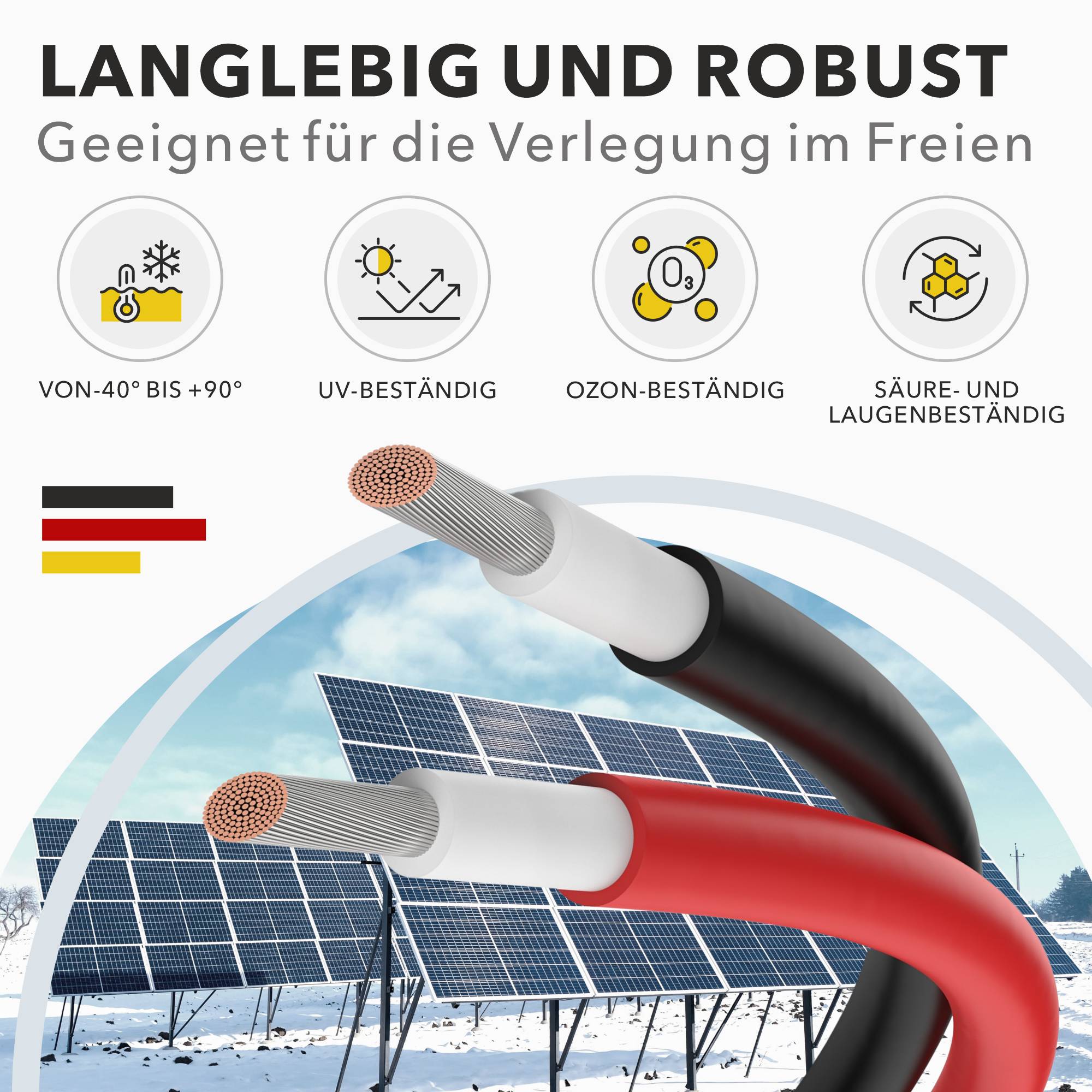 Solarkabel 6mm² TÜV Geprüft Solarleitung PV Kabel für Photovoltaik Anlagen Kupfer Schwarz 100m-2
