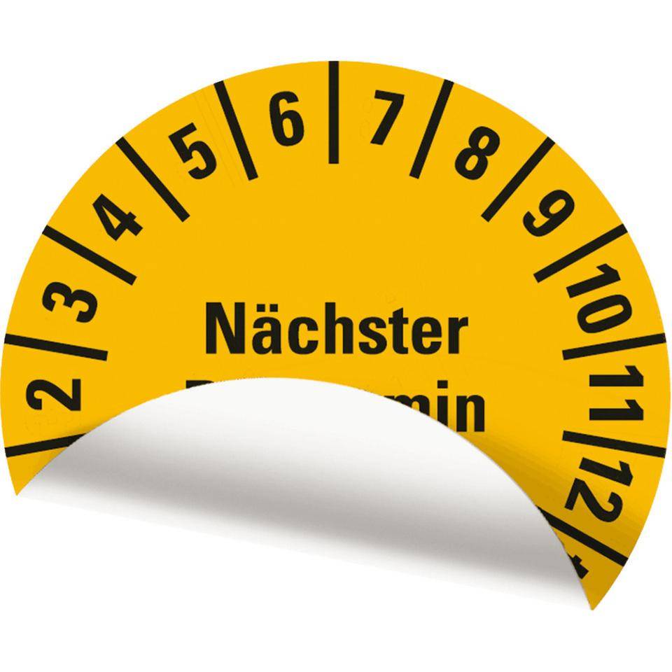 Prüfplakette Nächster Prüftermin, 26-31, gelb, Folie, ablösbar, Ø 15mm, 60/Bogen-3