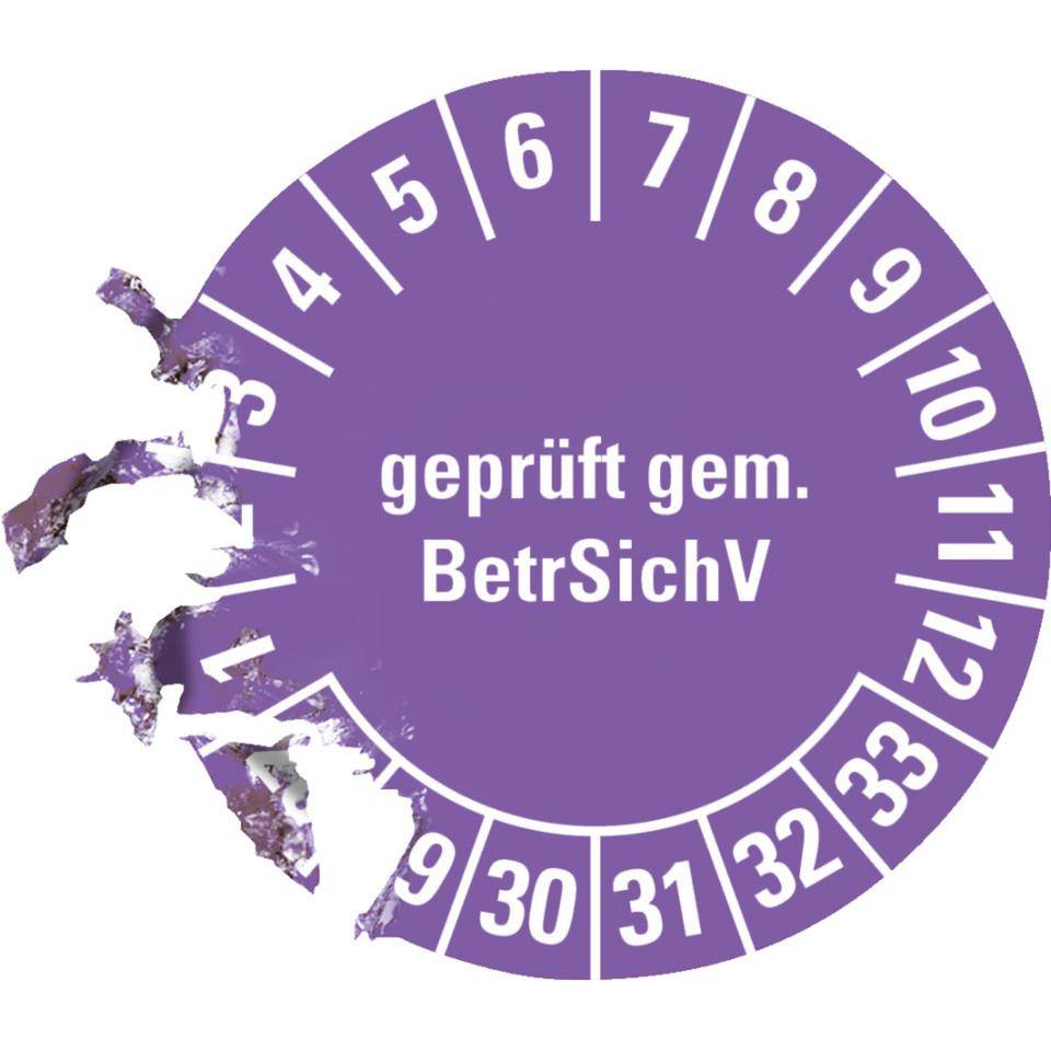 Prüfplakette BetrSichV, 28-33, violett, Dokumentenfolie, selbstklebend, Ø 30mm, 18/Bogen-2