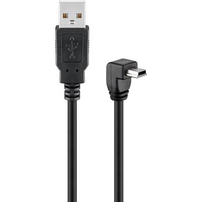 Goobay 93971 USB 2.0 auf 90 Grad USB 2.0 Mini Typ B Kabel / 480 Mbits / Mini B USB Stecker Adapterkabel / Schwarz / 1,8m