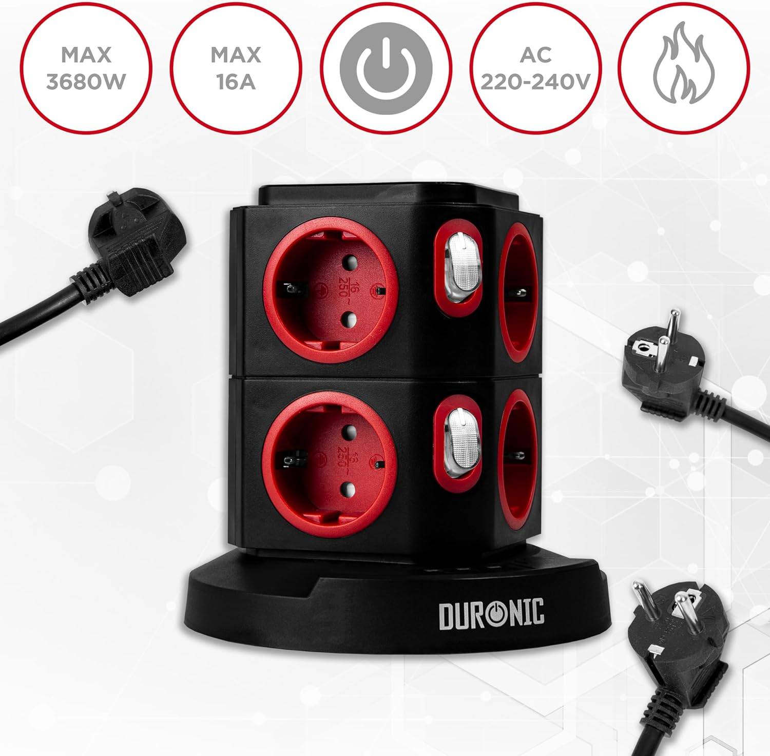 Duronic ET8W Steckdosenleiste | Steckdosenwürfel mit 3x USB A, Wireless Charge | 8-Fach Steckdose-6
