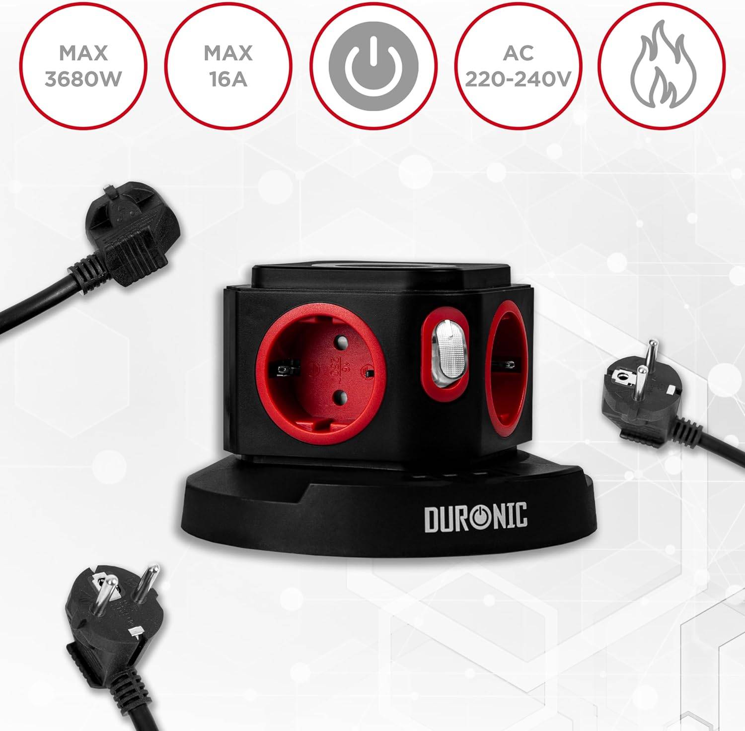 Duronic ET4W Steckdosenleiste | Steckdosenwürfel mit 3x USB A, Wireless Charge | 4-Fach Steckdose-6