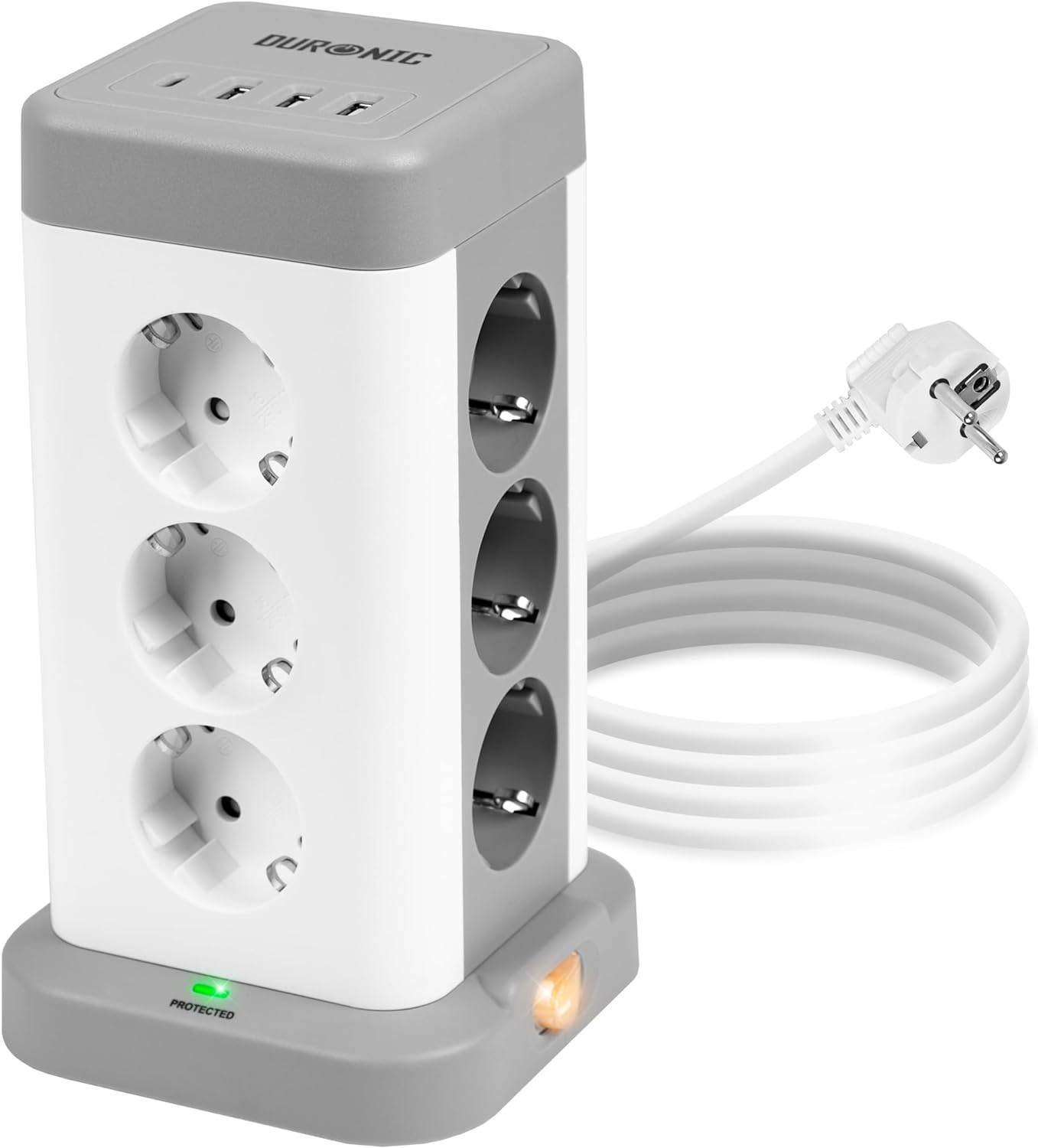 Duronic ET12C Steckdosenleiste | Steckdosenwürfel mit 3x USB A, 1x USB C Port | 12-Fach Steckdose-0