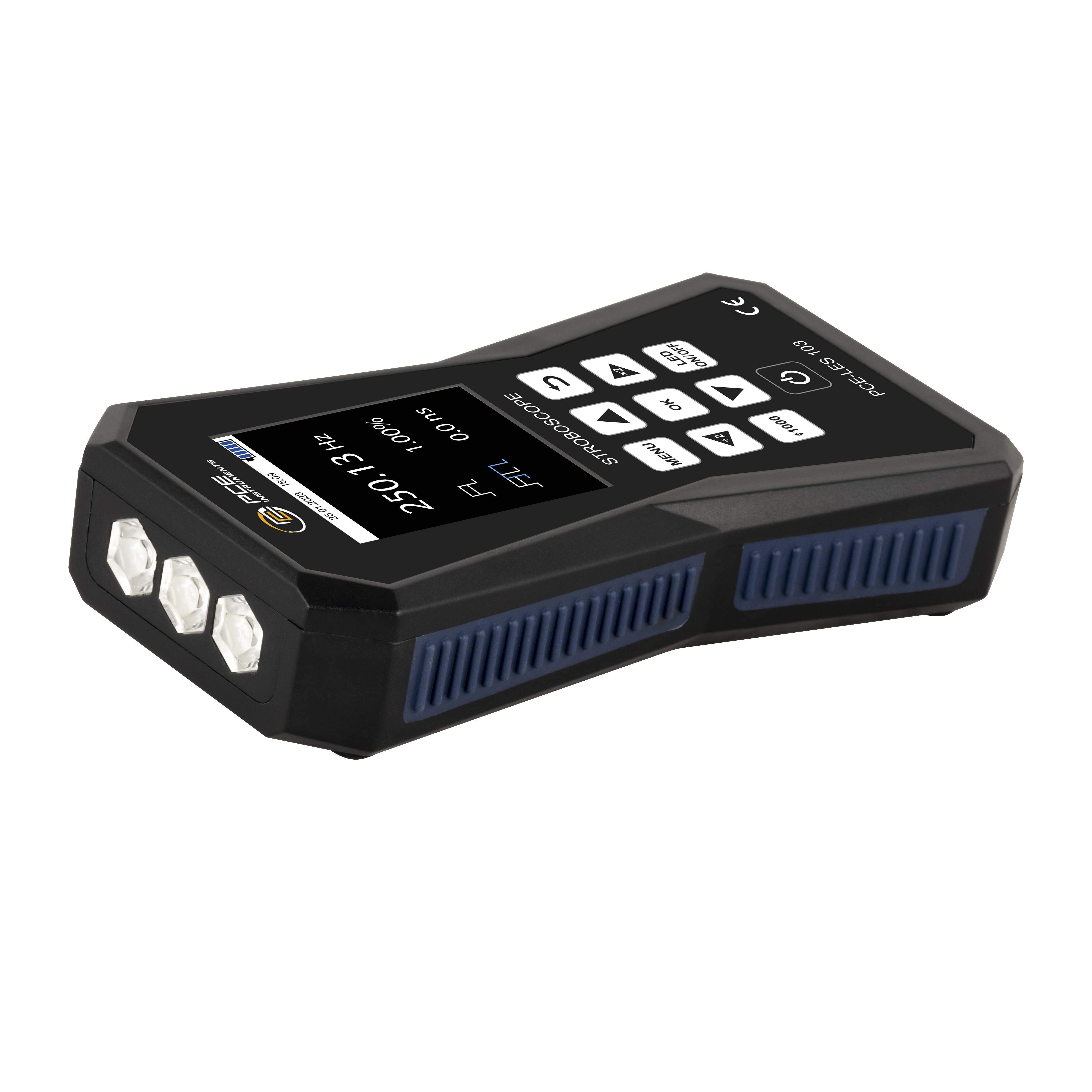 PCE Instruments Stroboskop PCE-LES 103 mit 3 HighPower LEDs |Blitzfrequenz 60 .. 300000 FPM |Genauigkeit 0,003 % |IP52-1