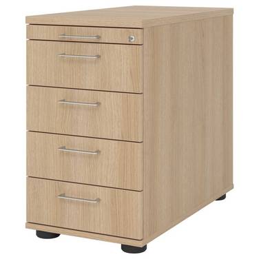 Hammerbacher Standcontainer Easyline, 5 Schübe, 42,8 x 80 x 72 cm, eiche