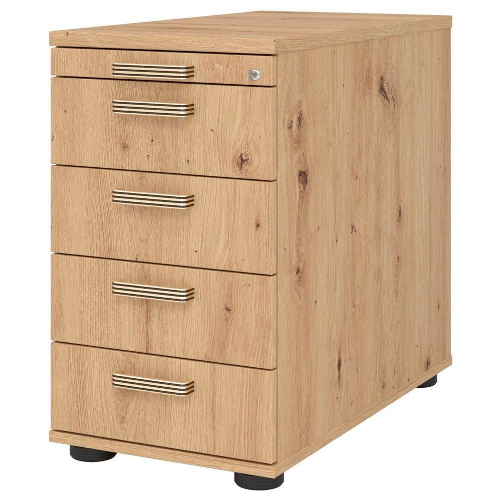 Hammerbacher Standcontainer Securoline, 5 Schübe, 42,8 x 80 x 72 cm, asteiche-0