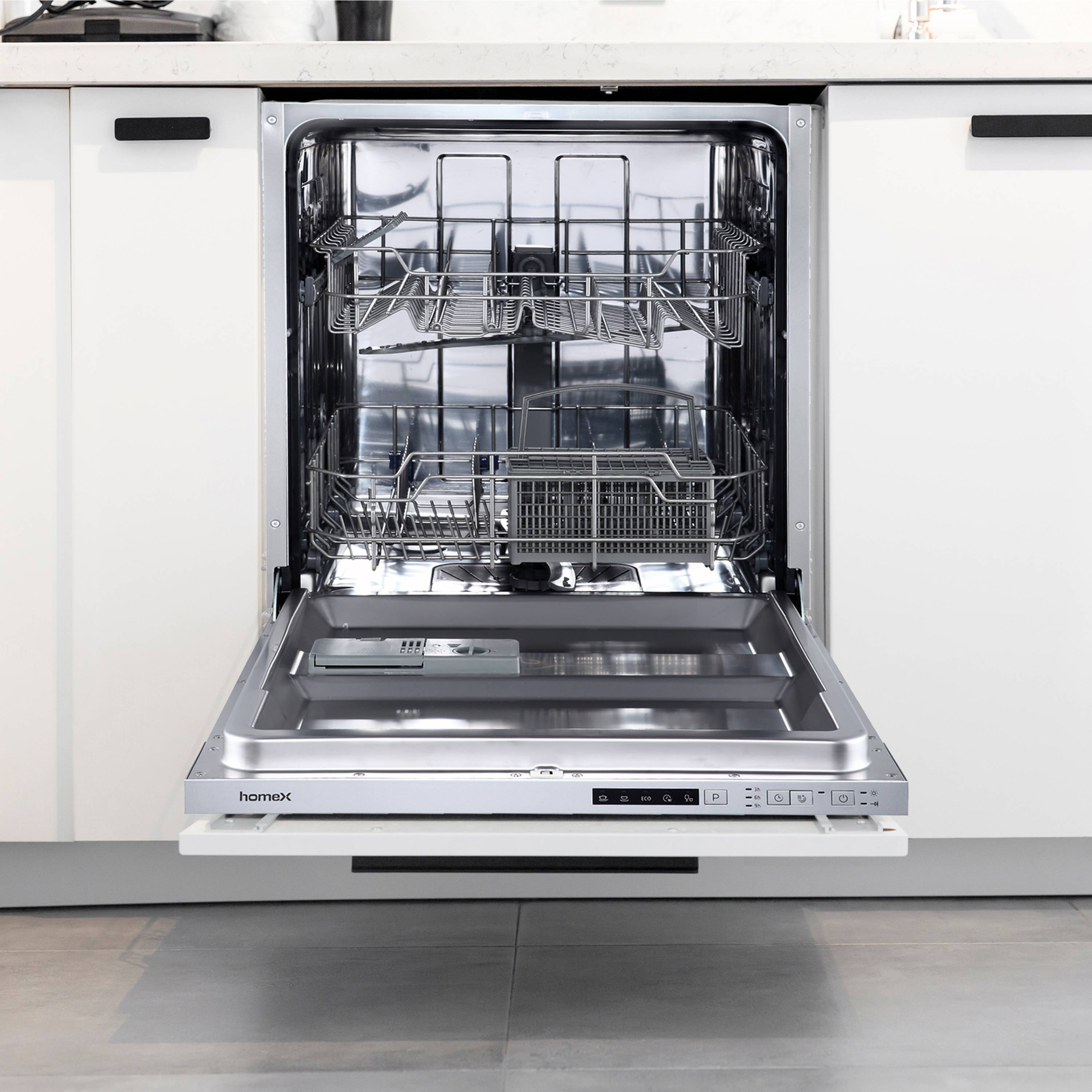 homeX GSEV6014AE Geschirrspüler vollintegriert | Einbauspülmaschine | 60 cm | 14 Gedecke | 5 Programme | Aquastop-2