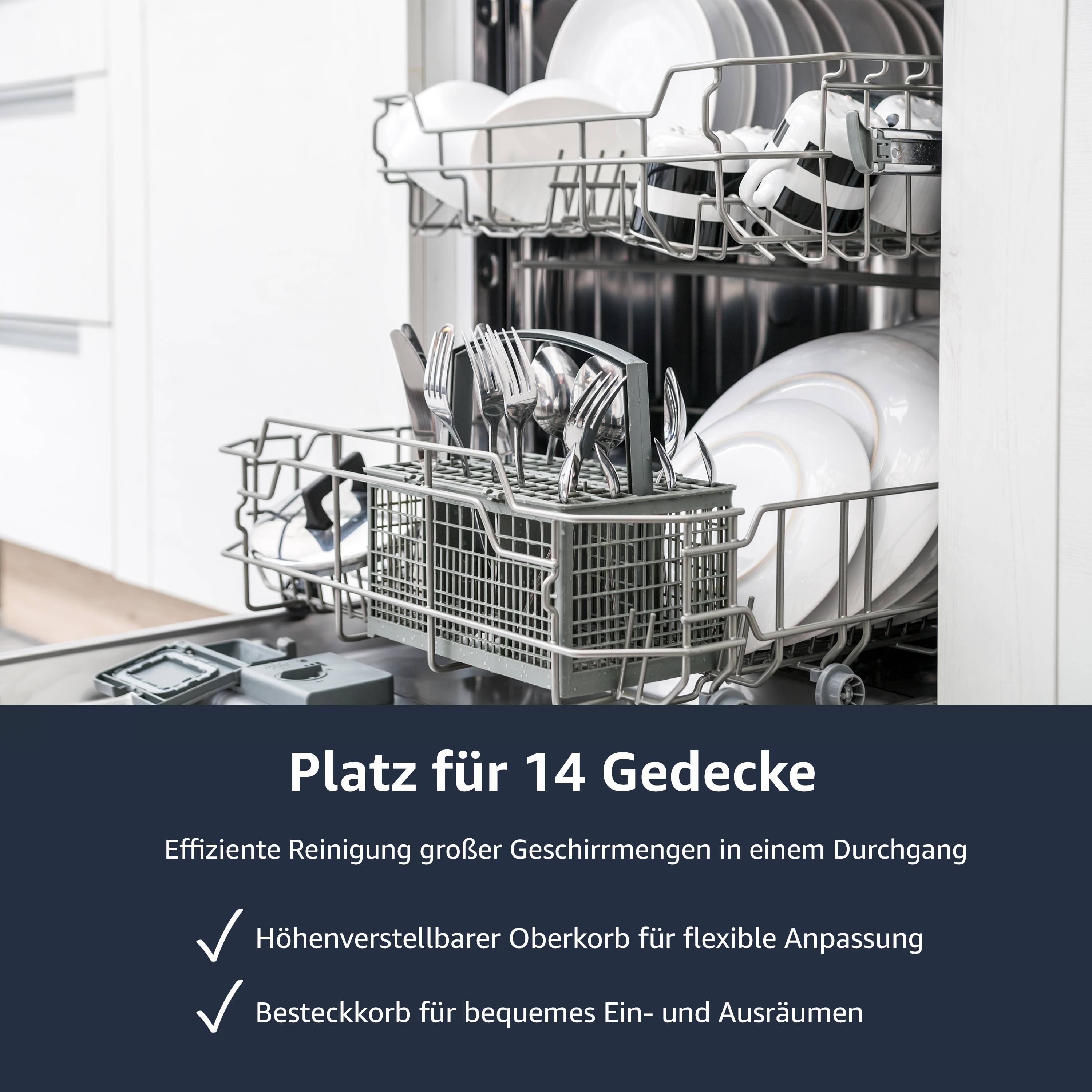 homeX GSEV6014AE Geschirrspüler vollintegriert | Einbauspülmaschine | 60 cm | 14 Gedecke | 5 Programme | Aquastop-3