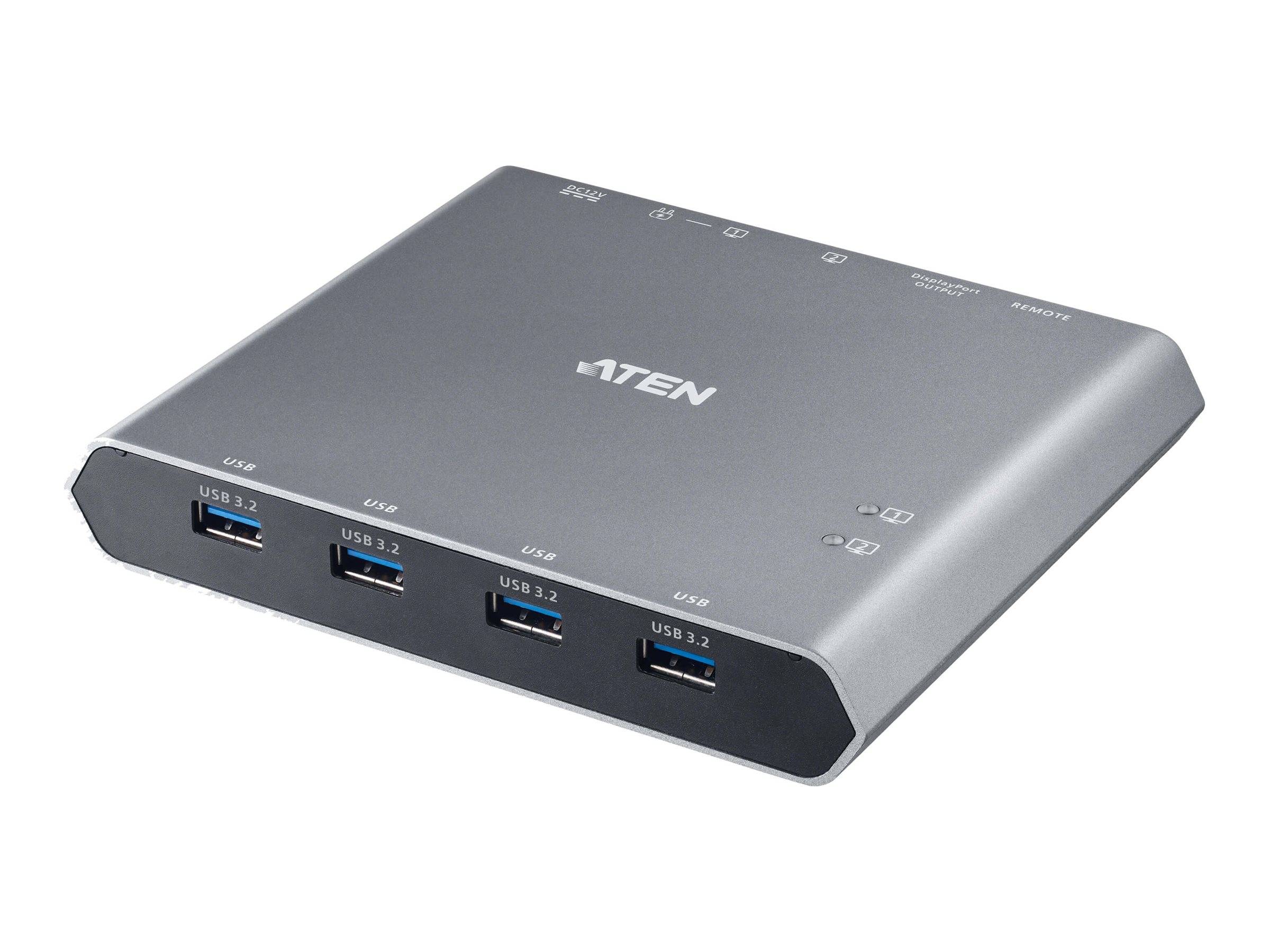 ATEN 3840 x 2160 Pixel 4K Ultra HD Aluminium 2-Port DisplayPort USB-C KVM Dock Switch with Power Pass-through New-0