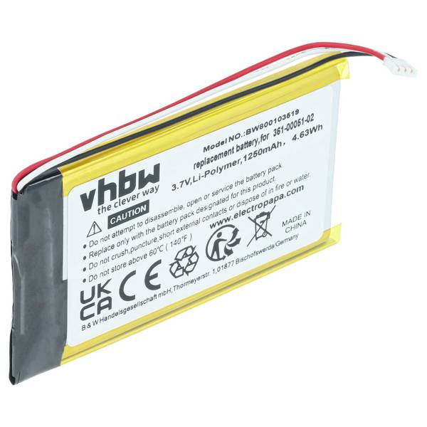 vhbw Akku Ersatz für Garmin 361-00051-02 | 361-00051-01, 361-00051-00 für GPS Navigation Navi (1250 mAh, 3,7 V