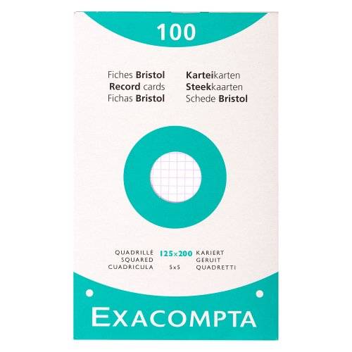 EXACOMPTA Karteikarten, 125 x 200 mm, kariert, weiß-0