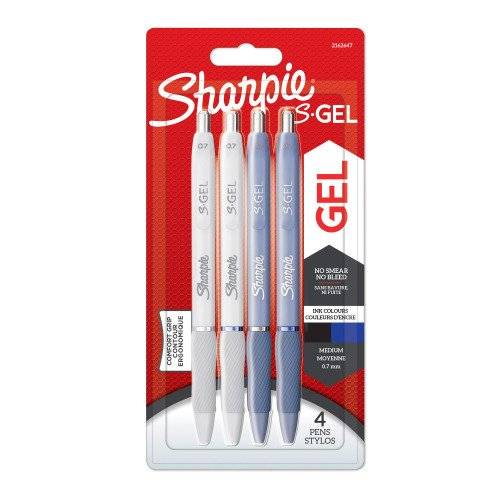 SHARPIE - Gelschreiber S-Gel 0.7mm 4 Stück Schwrz+Blau Fashion Blister-0