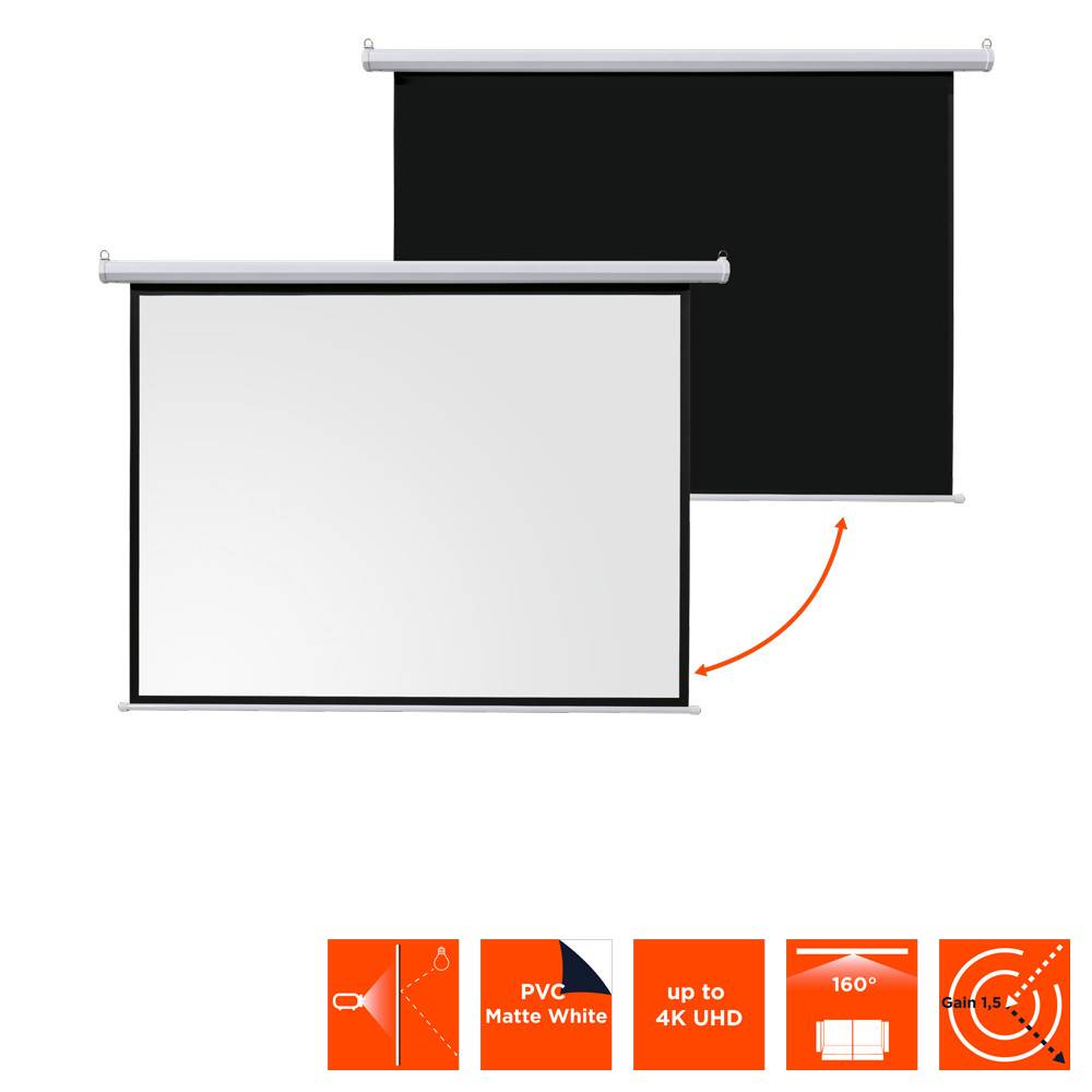 celexon basic Motor-Leinwand 110" | 200x200 cm 1:1 | elektrische Full-HD 4K Beamer-Leinwand fÃ¼r Heimkino oder BÃ¼ro-PrÃ-4