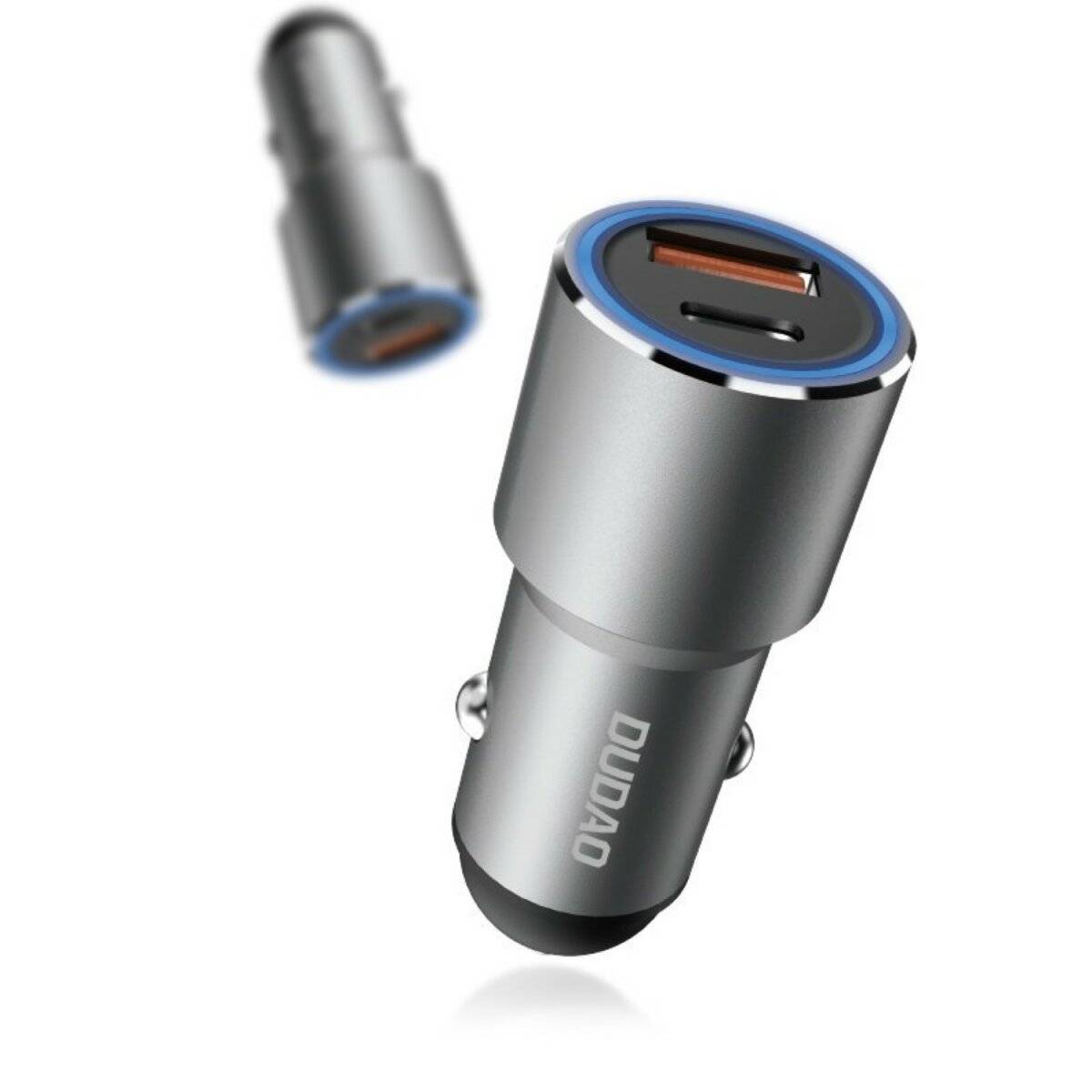 Dudao USB / USB Autoladegerät Typ C Power Delivery Schnellladung 22,5 W Grau-0