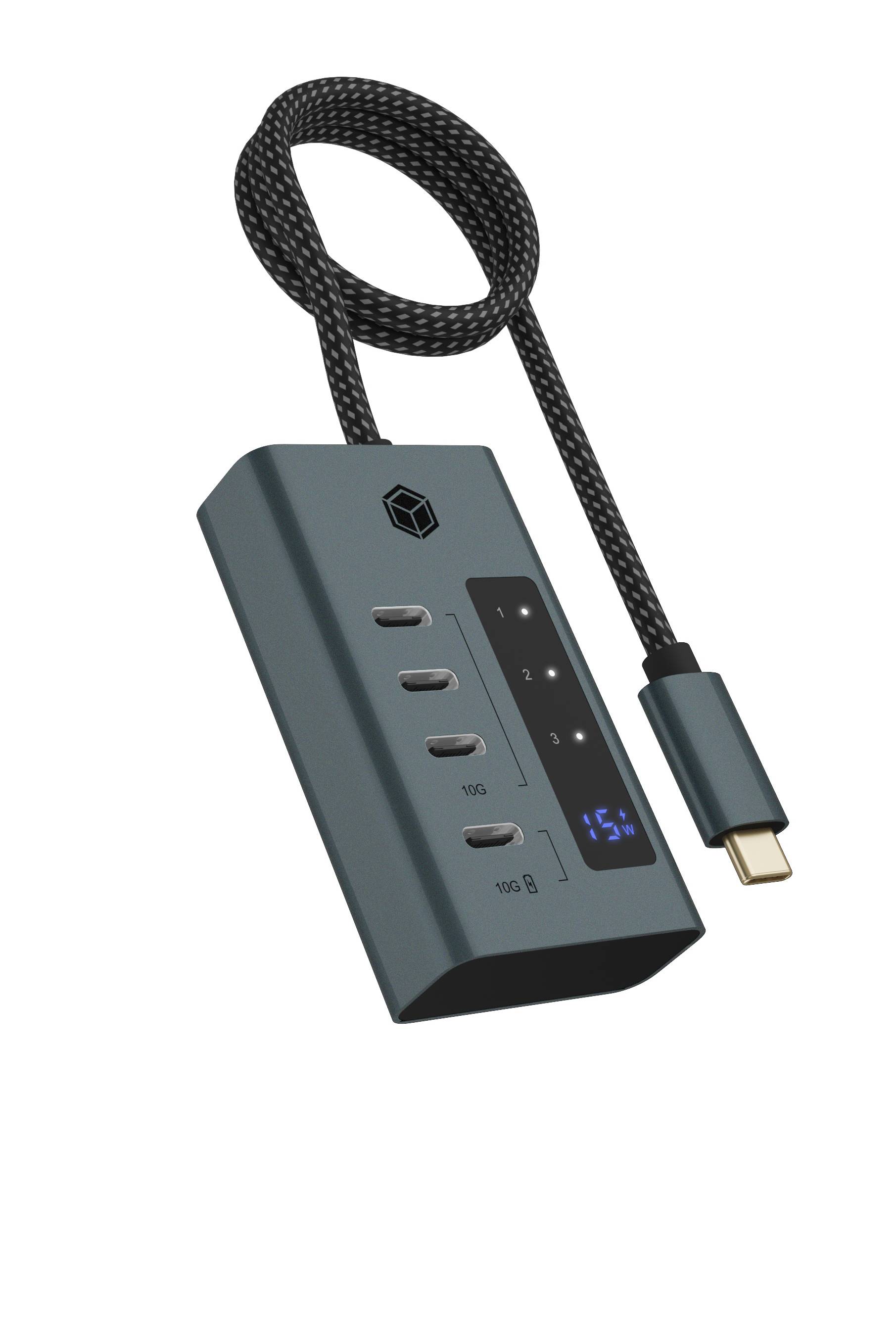 IB-HUB1454-C31, 4 Port Type-C USB 3.2 Gen 2 Type-C Hub, Aluminiumgehäuse-0