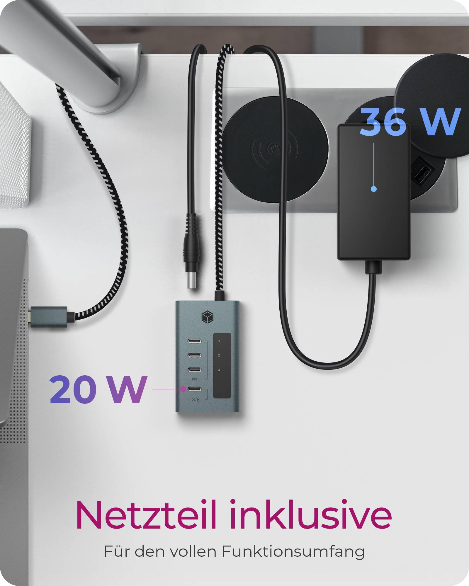 IB-HUB1454-C31, 4 Port Type-C USB 3.2 Gen 2 Type-C Hub, Aluminiumgehäuse-4