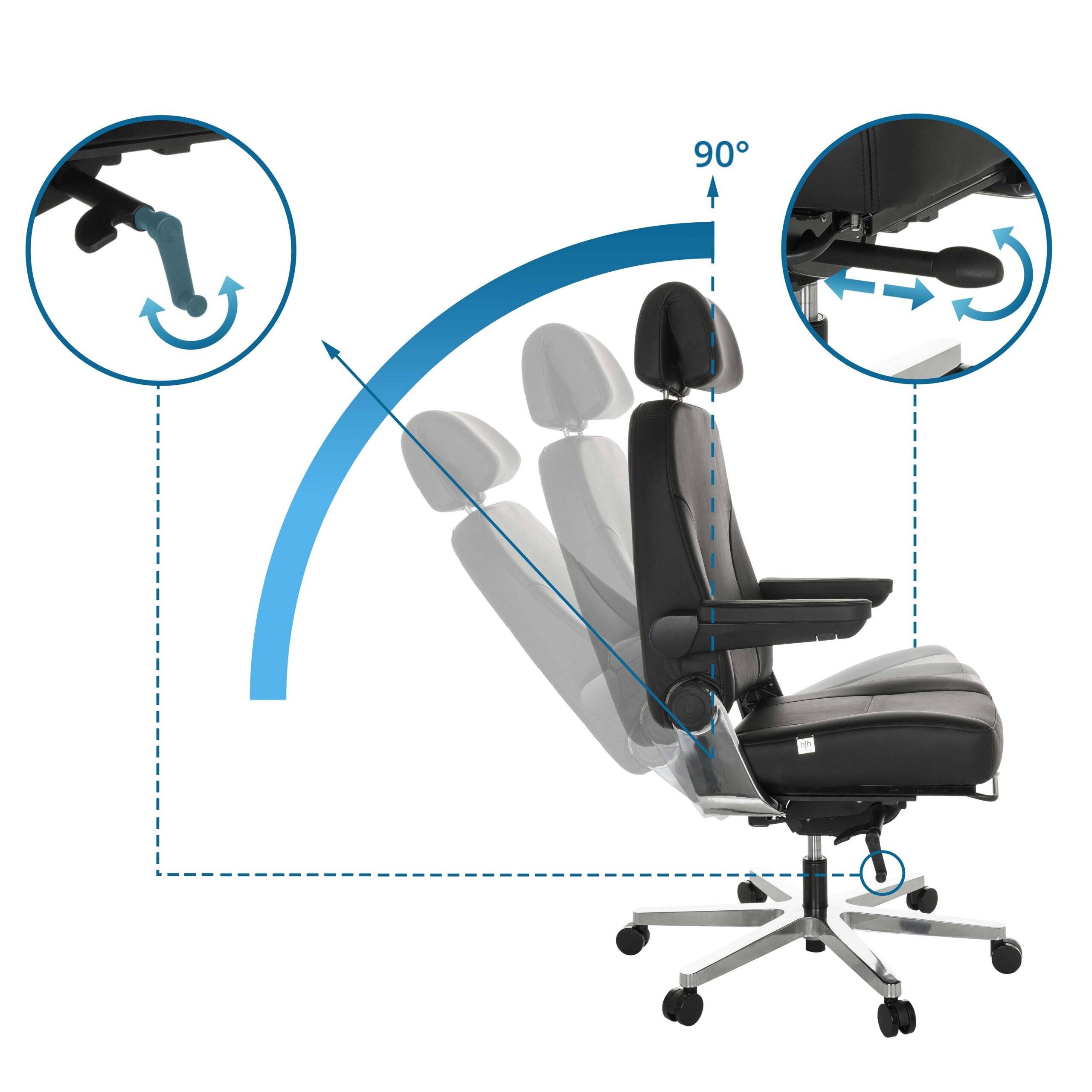 Bürostuhl Chefsessel 24 HOURS F Leder schwarz hjh OFFICE-2
