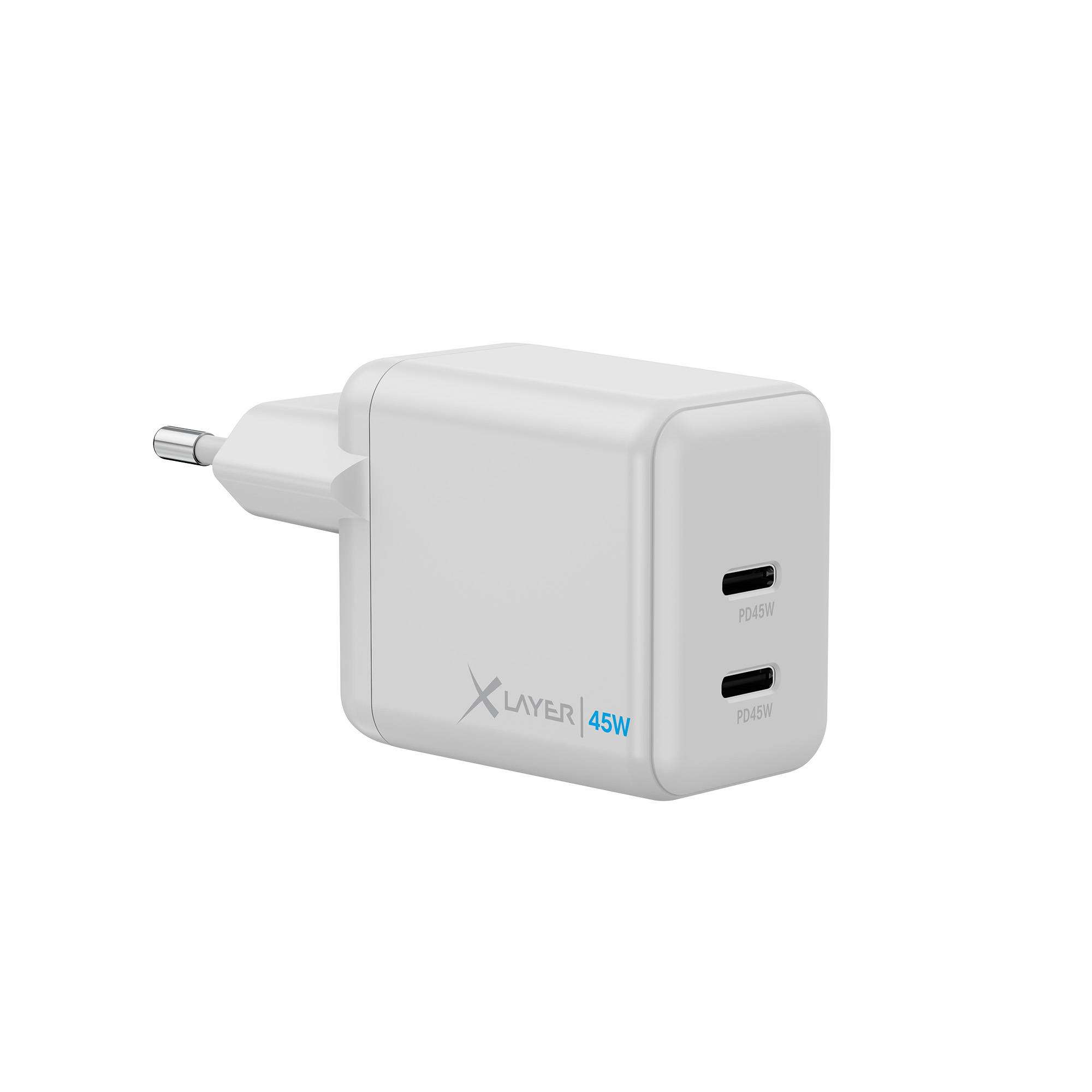 Ladegerät XLayer Powercharger 45W mit Dual USB Typ C weiß-0