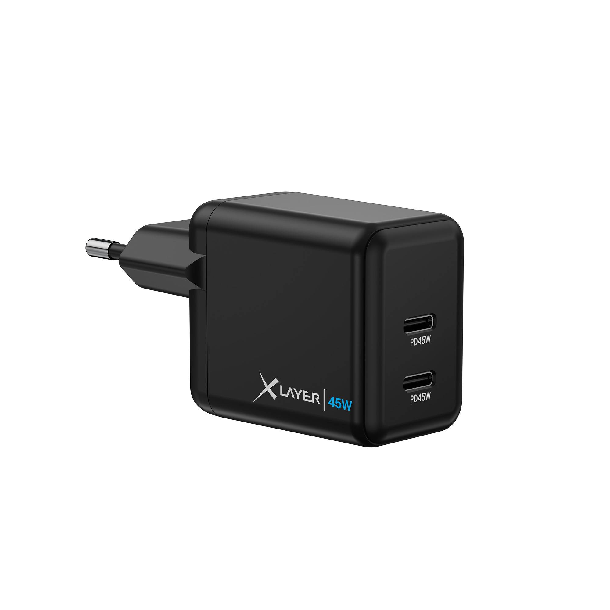 Ladegerät XLayer Powercharger 45W mit Dual USB Typ C schwarz-0