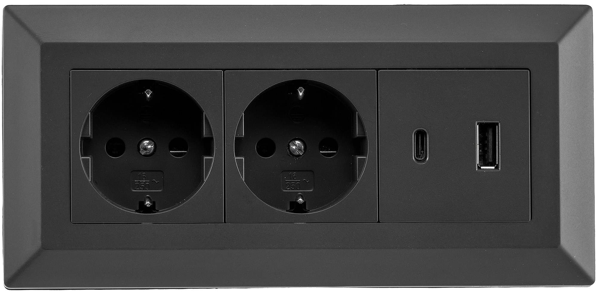 Steckdosenblock 2-fach USB-A & USB-C 23574 Farbe schwarz Ausführung Steckdosenblock Zuleitung ohne Länge - m Steckdose 2-1