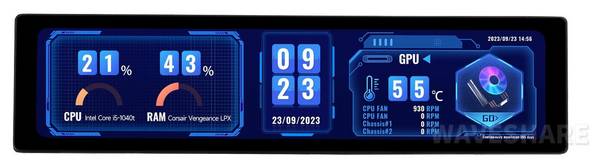 Waveshare 11.9\" IPS Display: HDMI, Glaspanel, 320×1480, Fünf-Punkt-Touch, Lautsprecher