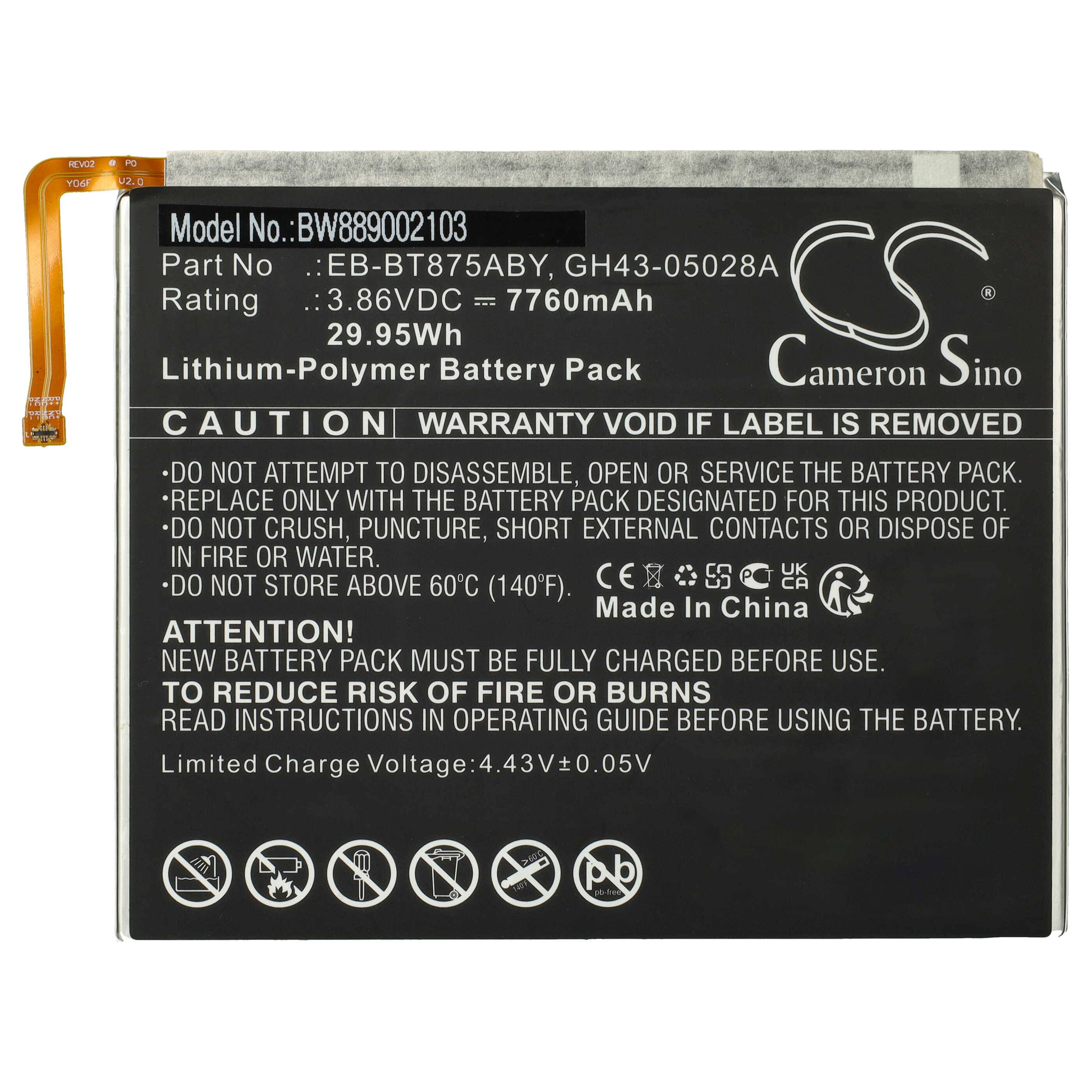 vhbw Akku kompatibel mit Samsung Galaxy TAB S7 5G UW 11.0 | TAB S7 11.0 Tablet Pad (7760 mAh, 3,86 V, Li-Polymer)-0
