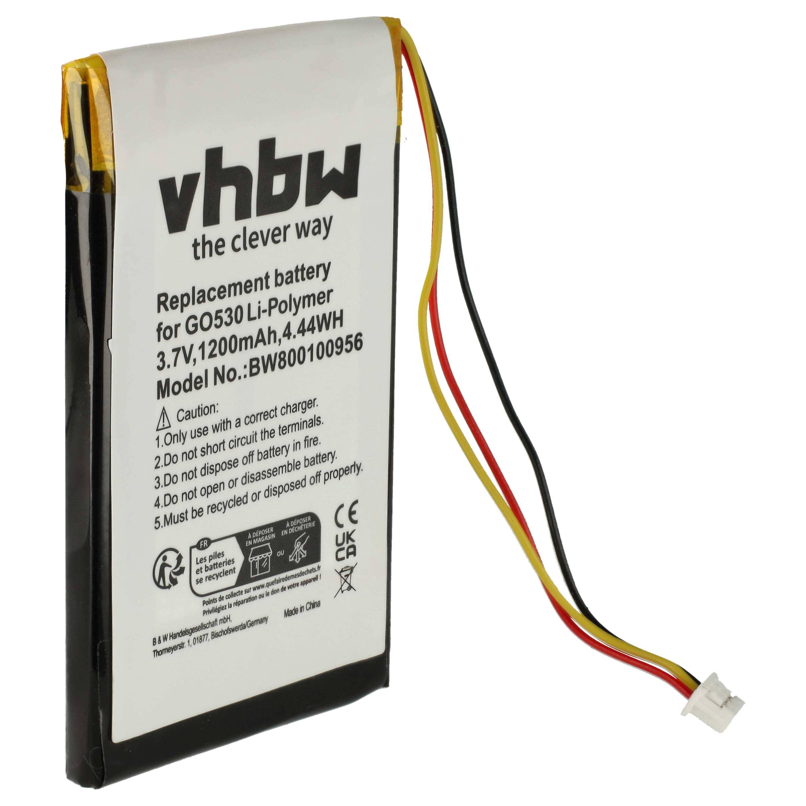 vhbw Akku kompatibel mit TomTom SatNav | 4CH5.000.00 GPS Navigation Navi (1200 mAh, 3,7 V, Li-Polymer)-0