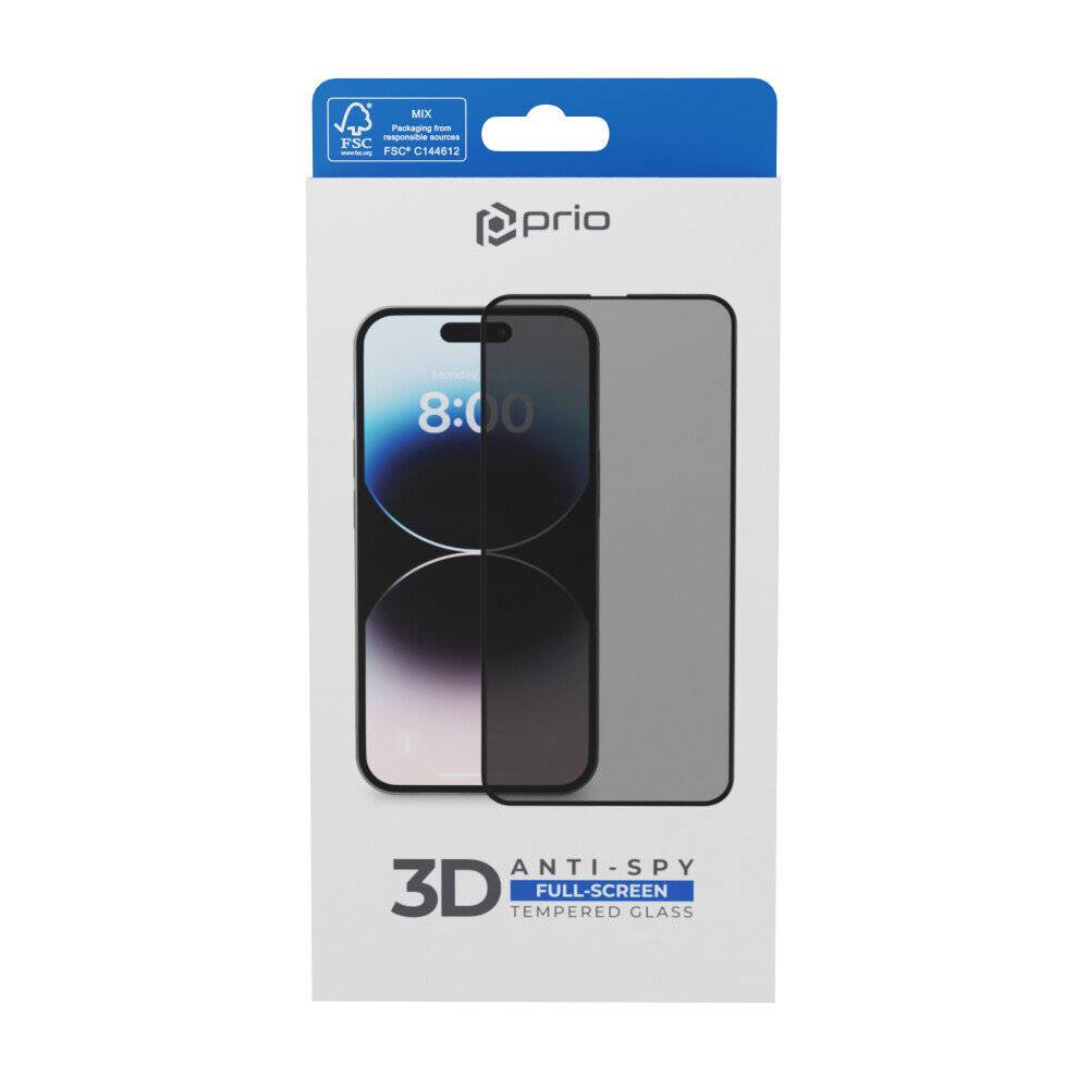 Prio 3D Anti-Spy Panzerglas für iPhone 15 Pro Max (6,7 Zoll) schwarz-1