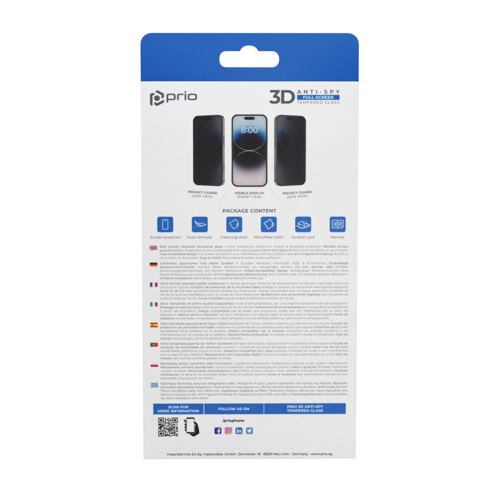 Prio 3D Anti-Spy Panzerglas für iPhone 15 Pro Max (6,7 Zoll) schwarz-2