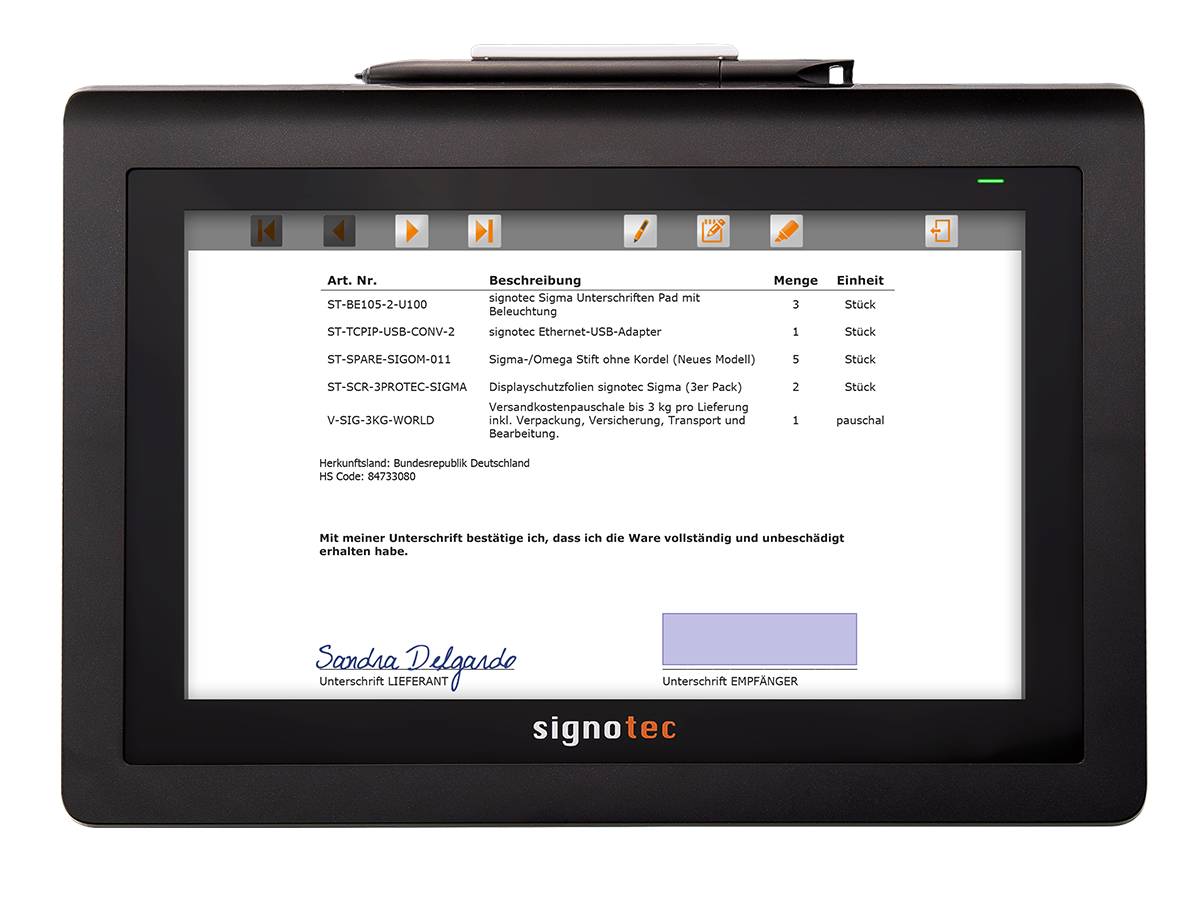 signotec Delta Unterschriftenpad mit 10,1" Vollfarben LCD-1