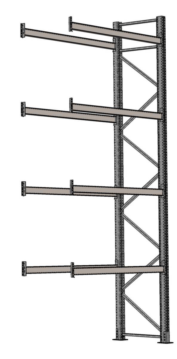 Palettenregal,Grundfeld,HxBxT 6000x1950x1100mm,Fachl. 1000kg,5 Ebenen,10 Stellplätze,Ständer feuerverzinkt-1