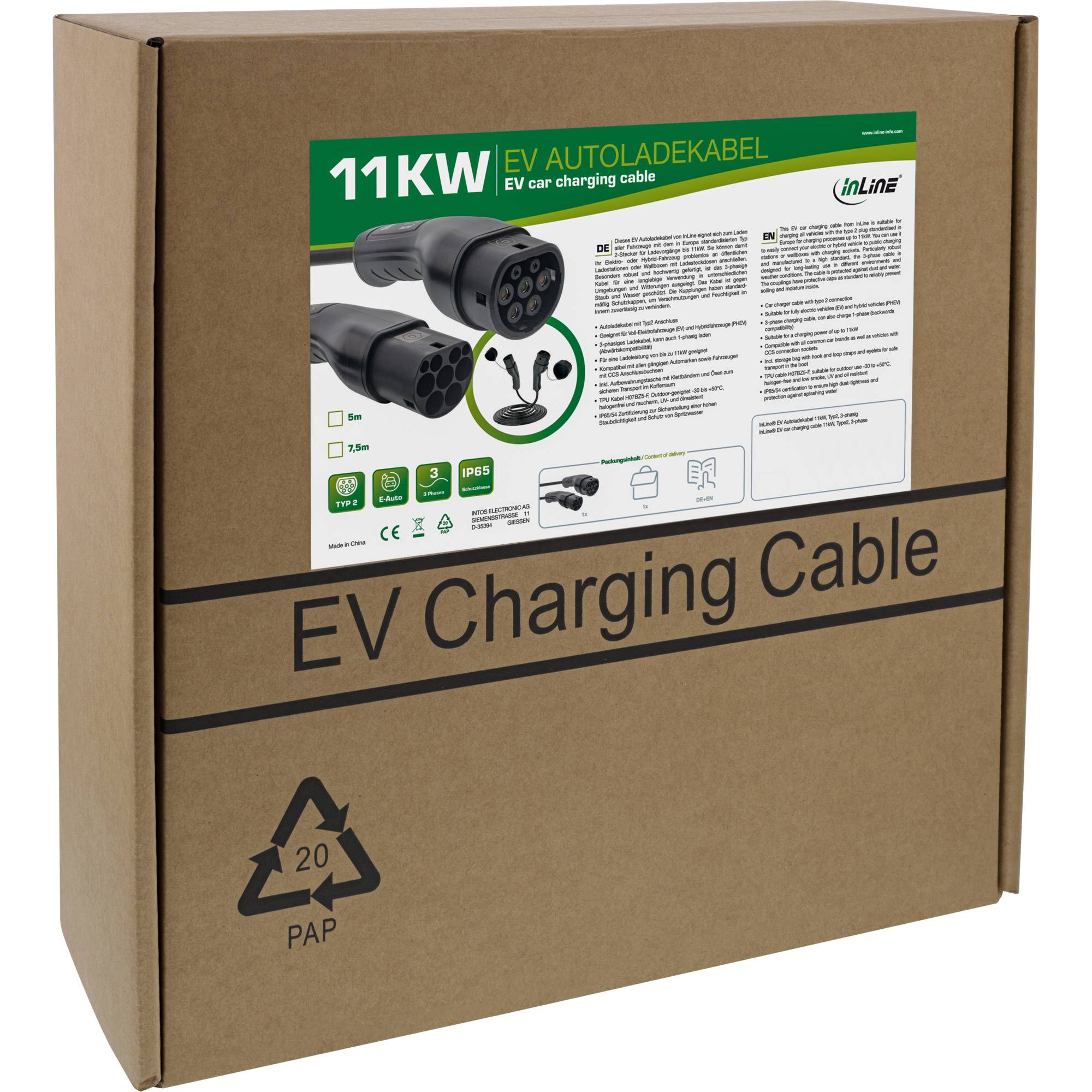 InLine® EV Autoladekabel Typ2, 11 kW, 3-phasig, 7,5 m-1