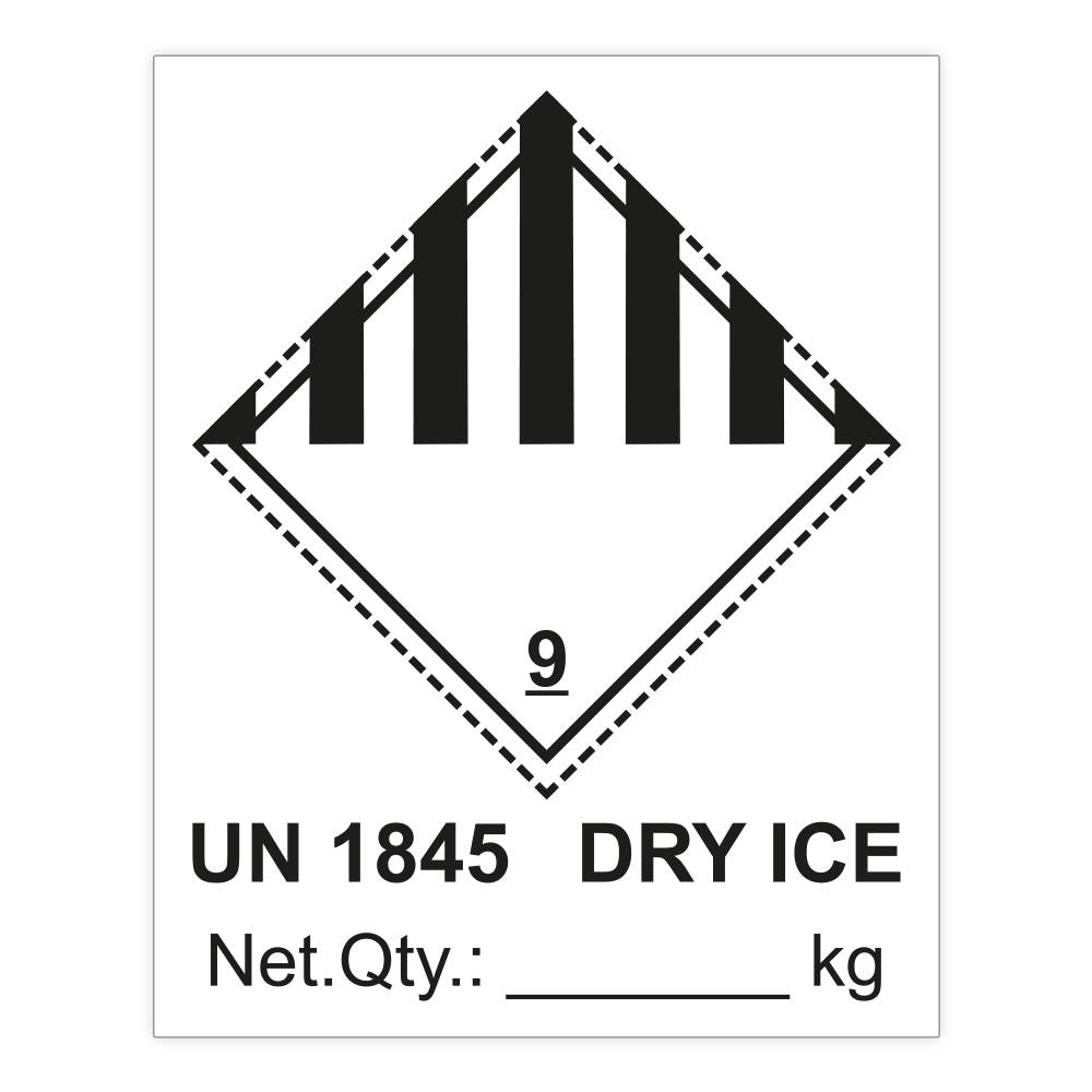 Kombi-Gefahrgutaufkleber der Klasse 9, UN 1845 "DRY ICE", Folie, 80 x 100 mm, 4 St./ Bogen-0