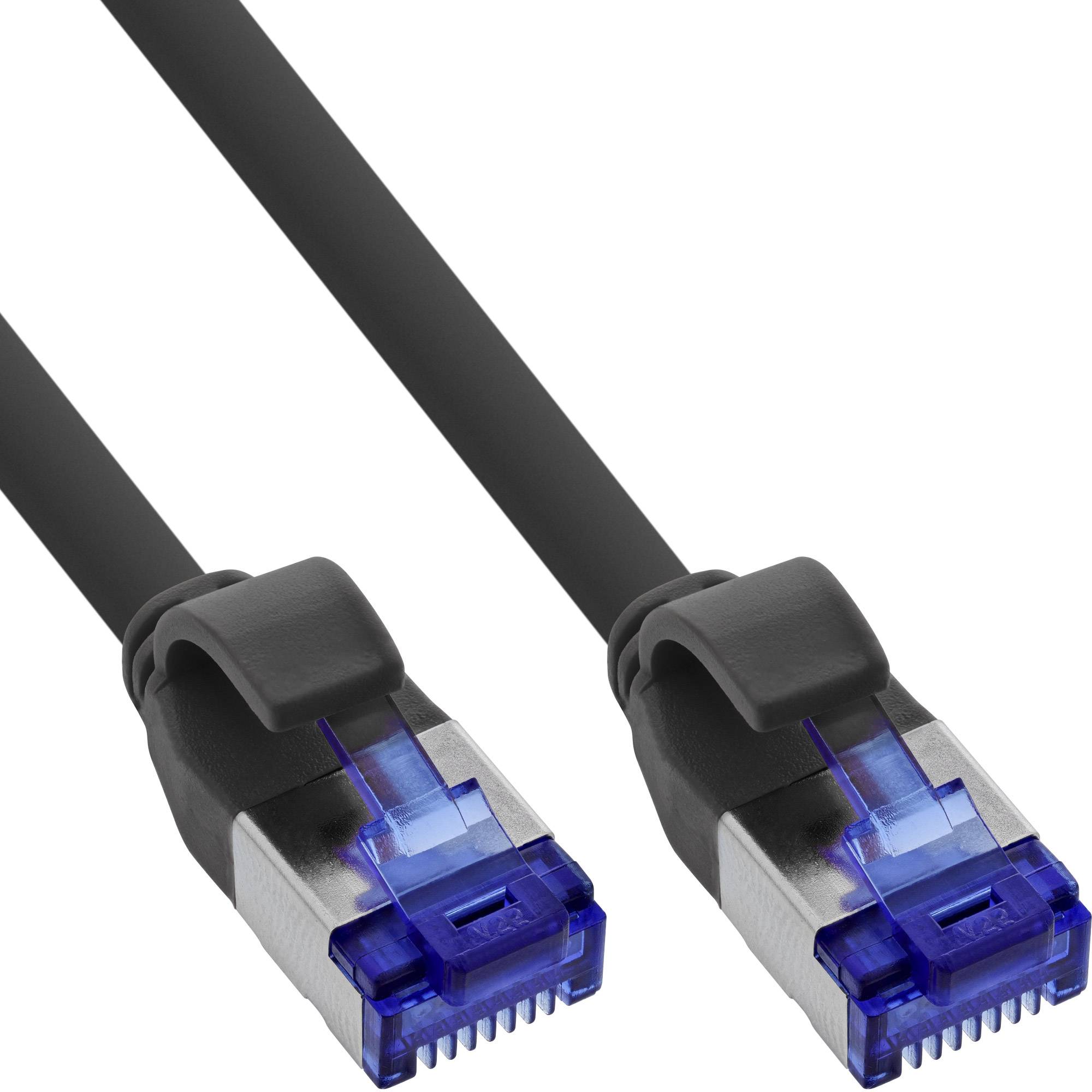 INLINE - Patchkabel Slim - Cat.6A - S/FTP - TPE (LSZH) - PoE - schwarz - 0,3m