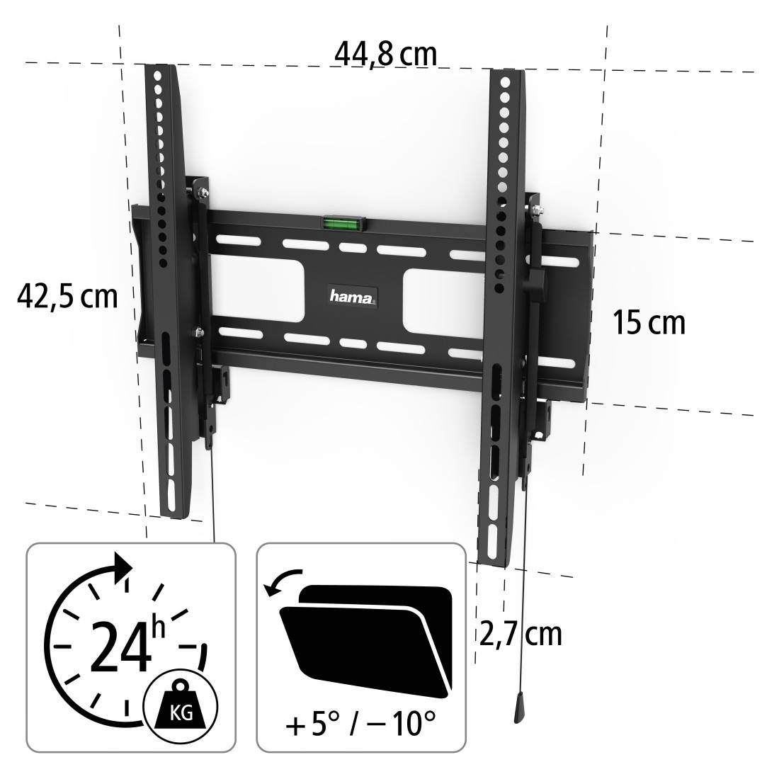 hama 00220859 TV-Wandhalterung, neigbar, Diebstahlschutz, 165 cm (65") bis 50 kg-2