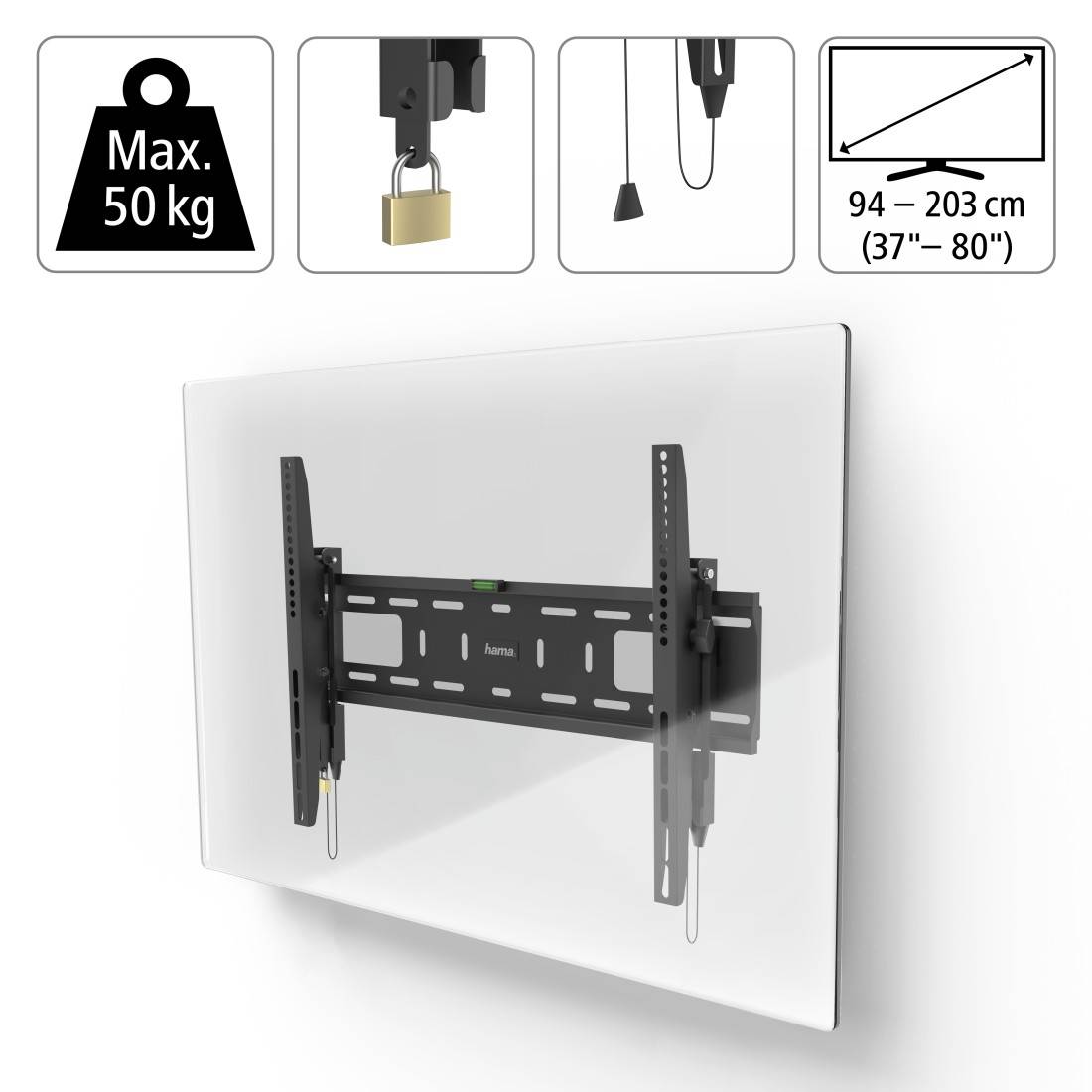 hama 00220862 TV-Wandhalterung, neigbar, Diebstahlschutz, 229 cm (90") bis 50 kg-2