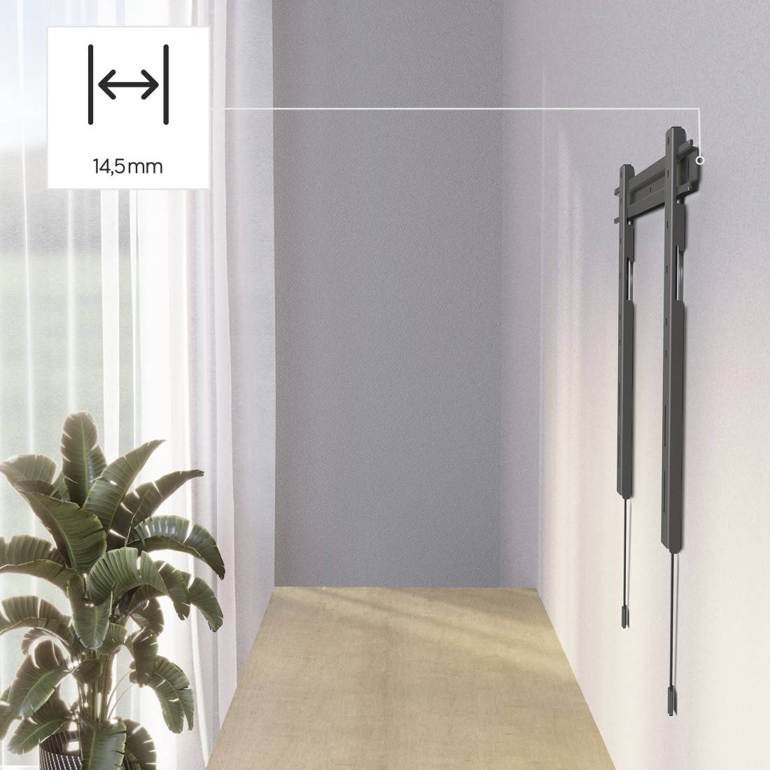 hama 00220845 TV-Wandhalterung Ultraslim starr, 229 cm (90") bis 80 kg, extraflach, Anth.-2