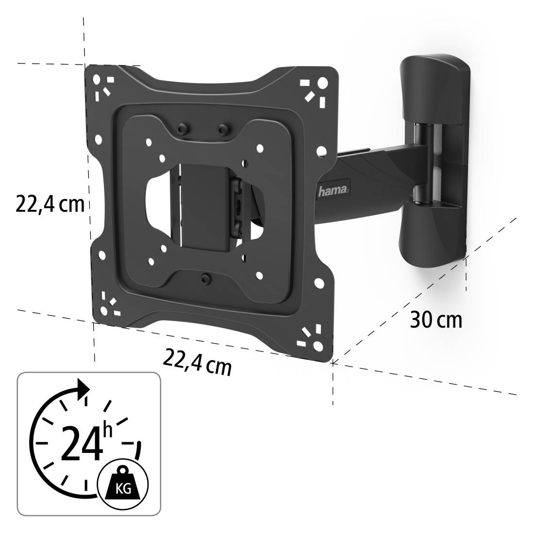 hama 00220864 TV-Wandhalterung, schwenkbar, neigbar, Diebstahlschutz, 122 cm (48"), 20 kg-2
