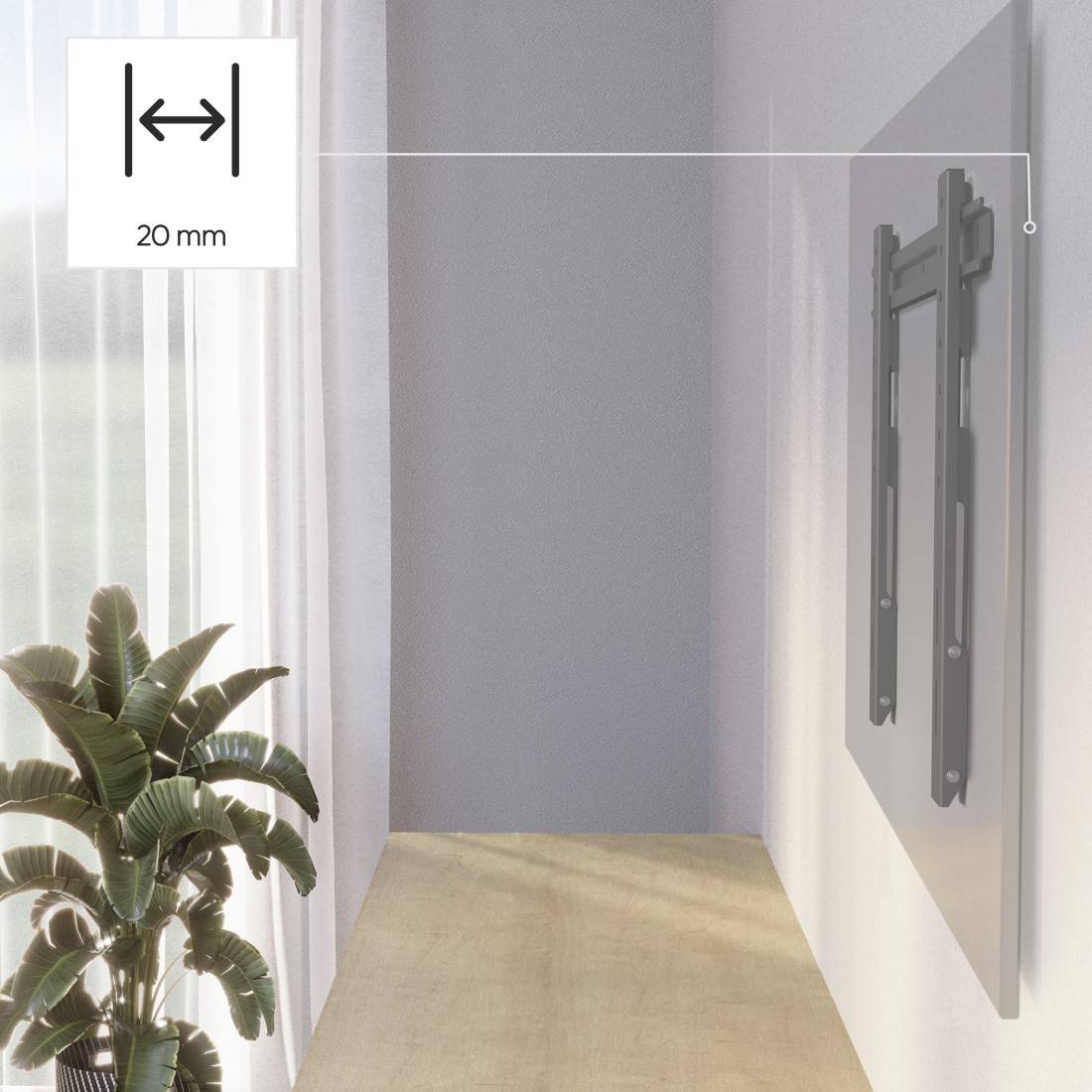 hama 00220846 TV-Wandhalterung TILT "Ultraslim", 229 cm (90"), 600x400, flach, Anthrazit-2